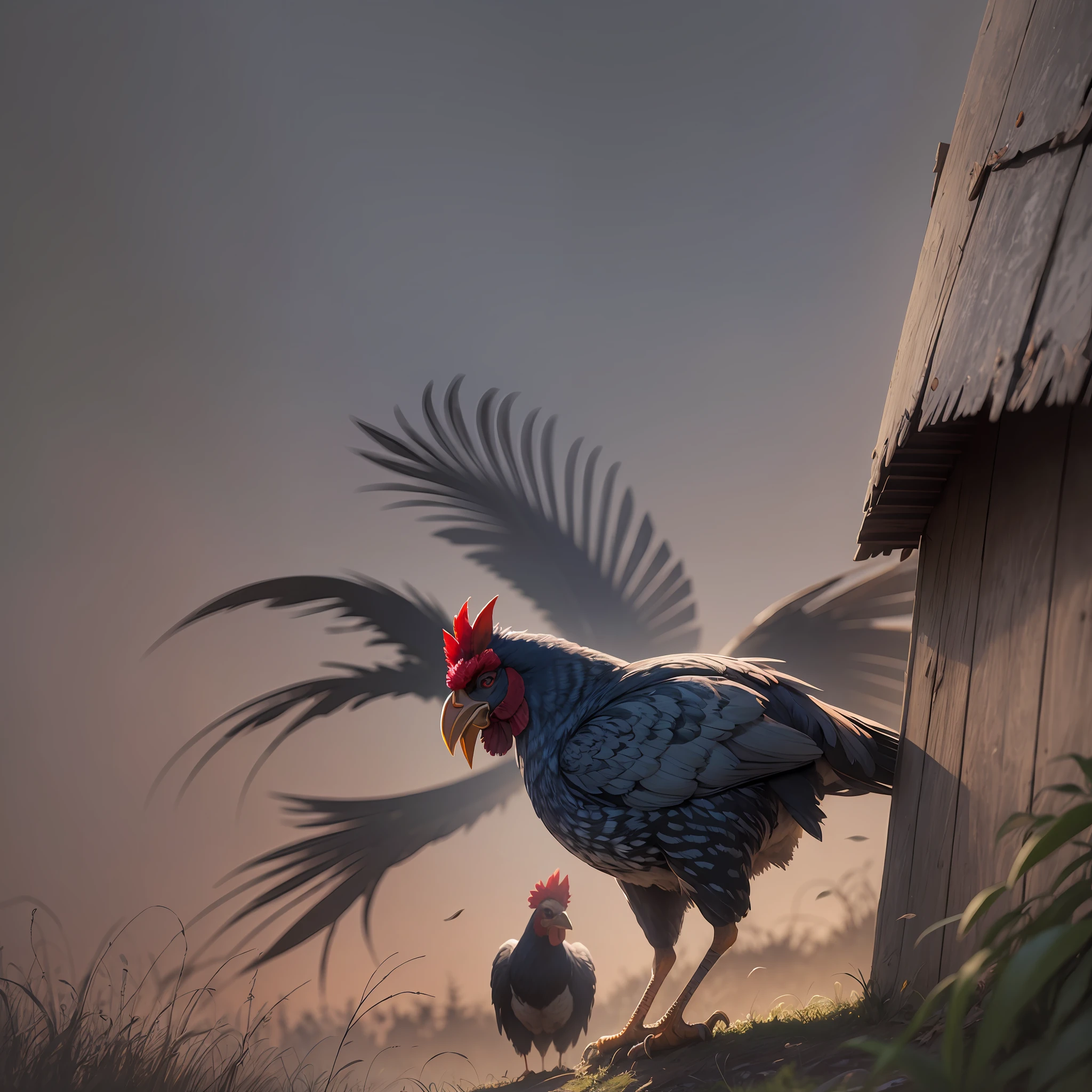 It was still dark in the early hours of the morning in the countryside, and the roosters were crowing --auto --s2