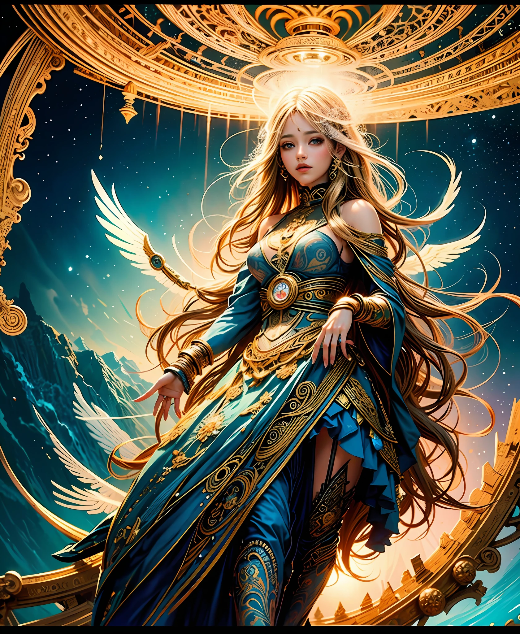 Official Art, Unity 8k Wallpaper, Ultra Detailed, Beauty and Aesthetics, High Quality, Beauty, Masterpiece, Best Quality, Female Angel (Zentangle, Mandala, Tangles, Entanglement: 0.6),