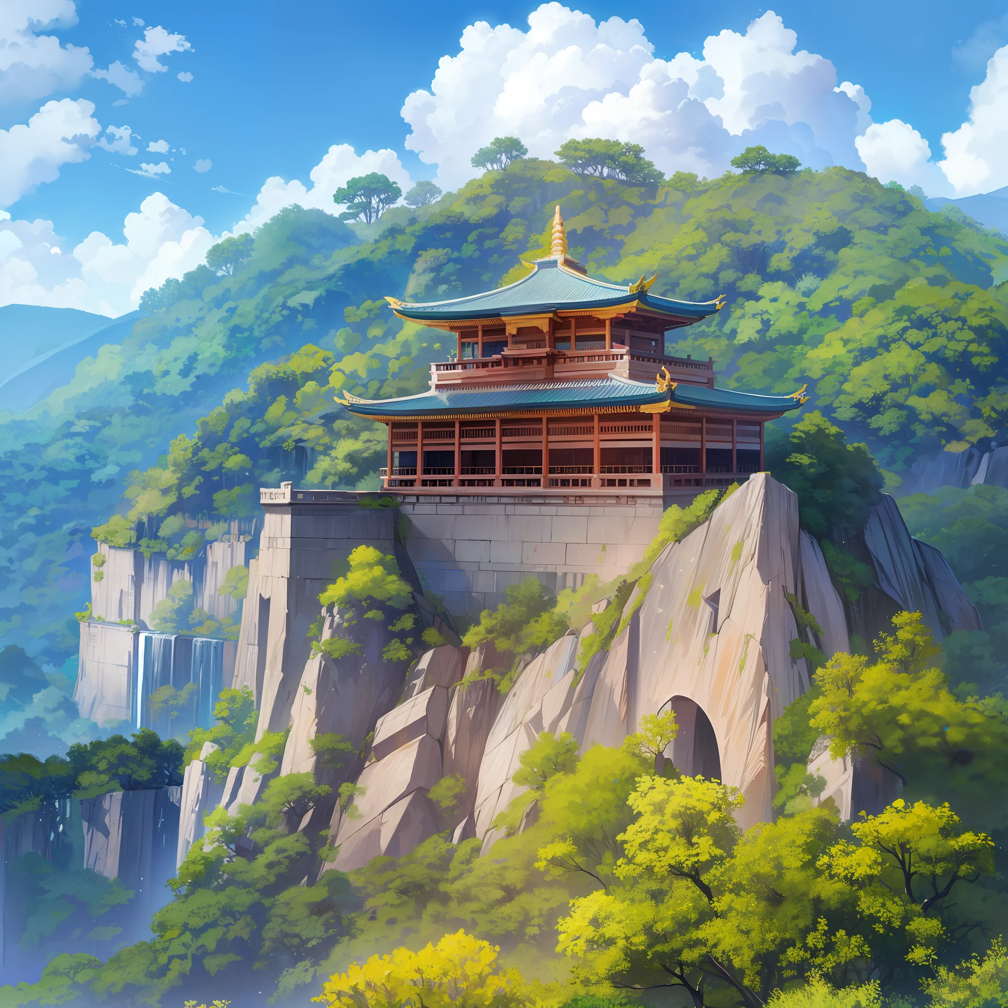 It is called the Great Rock Hall. The huge rock layers are stacked, the temple is majestic, and the abrupt boulders in all directions are like towering divine beasts, huge and majestic.