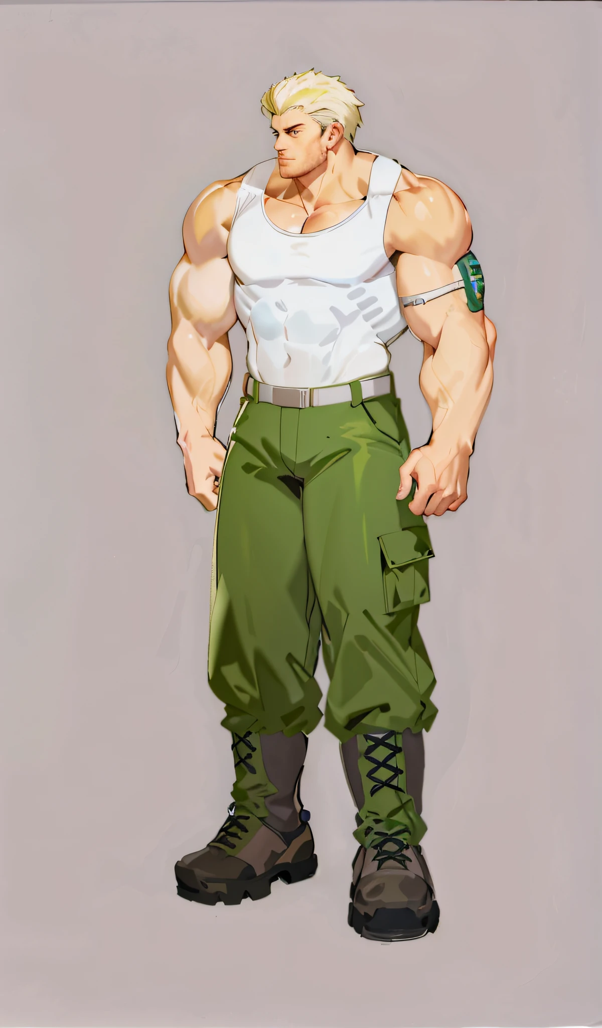 Cartoon close-up of a man with a big muscular body, muscular character, muscular body! Green, male anime characters, detailed anime character art, human male character art, muscular! Cyberpunk, detailed full body concept art, full body portrait, anime full body illustration, ((character concept art)), anime character, full body illustration, muscle hero, anatomically correct, textured skin, high details