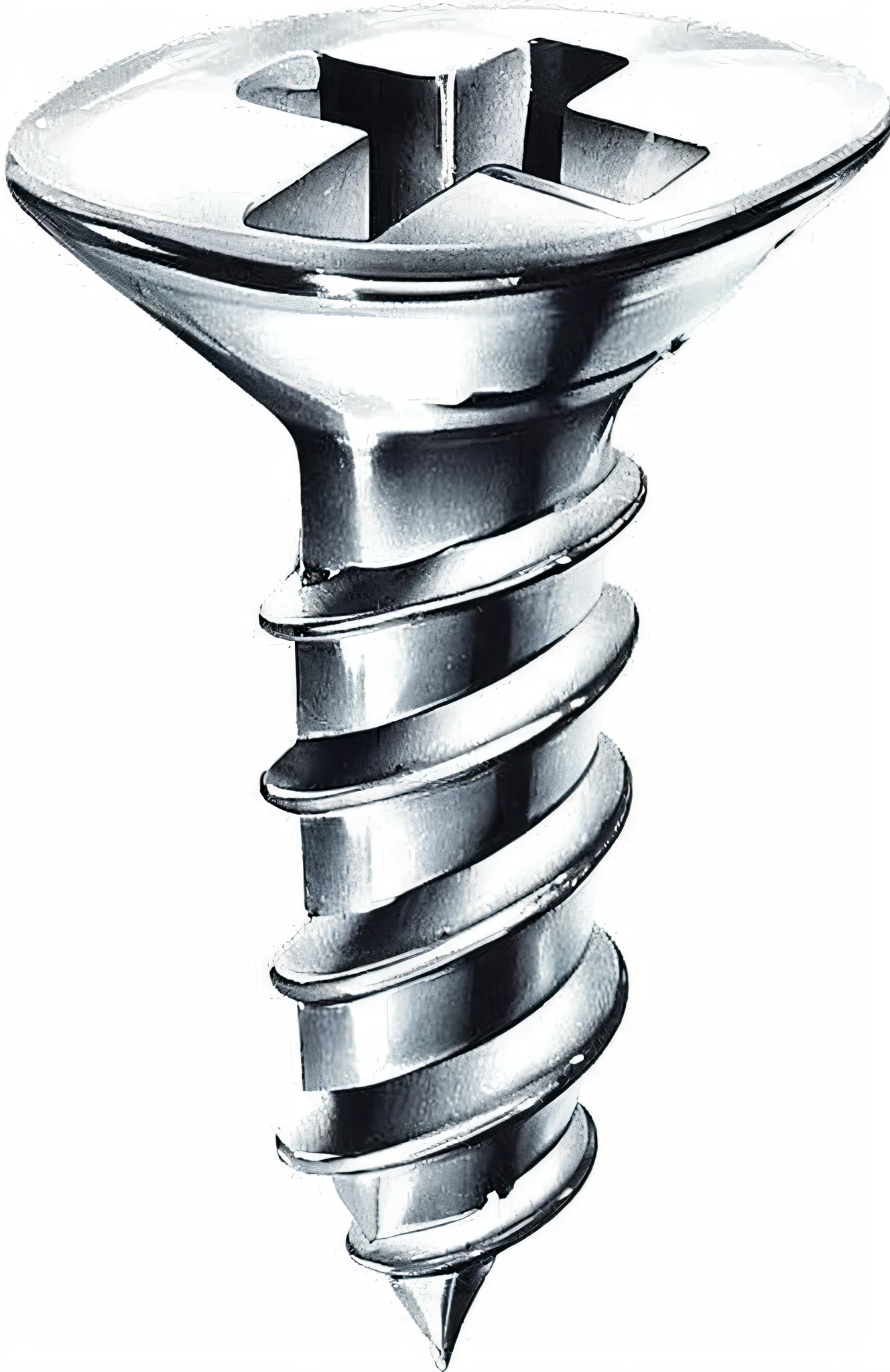 a close up of a screw with a metal base on a white background, screw, flying screw, exposing screw, screws, sleek metal head, stainless steal, stainless steel, sprial, mechanical implants, screws and bolts, made of brushed steel, cable wire implants, vine twist, shining metal, made out of shiny silver, smooth metal, solidworks, chrome art