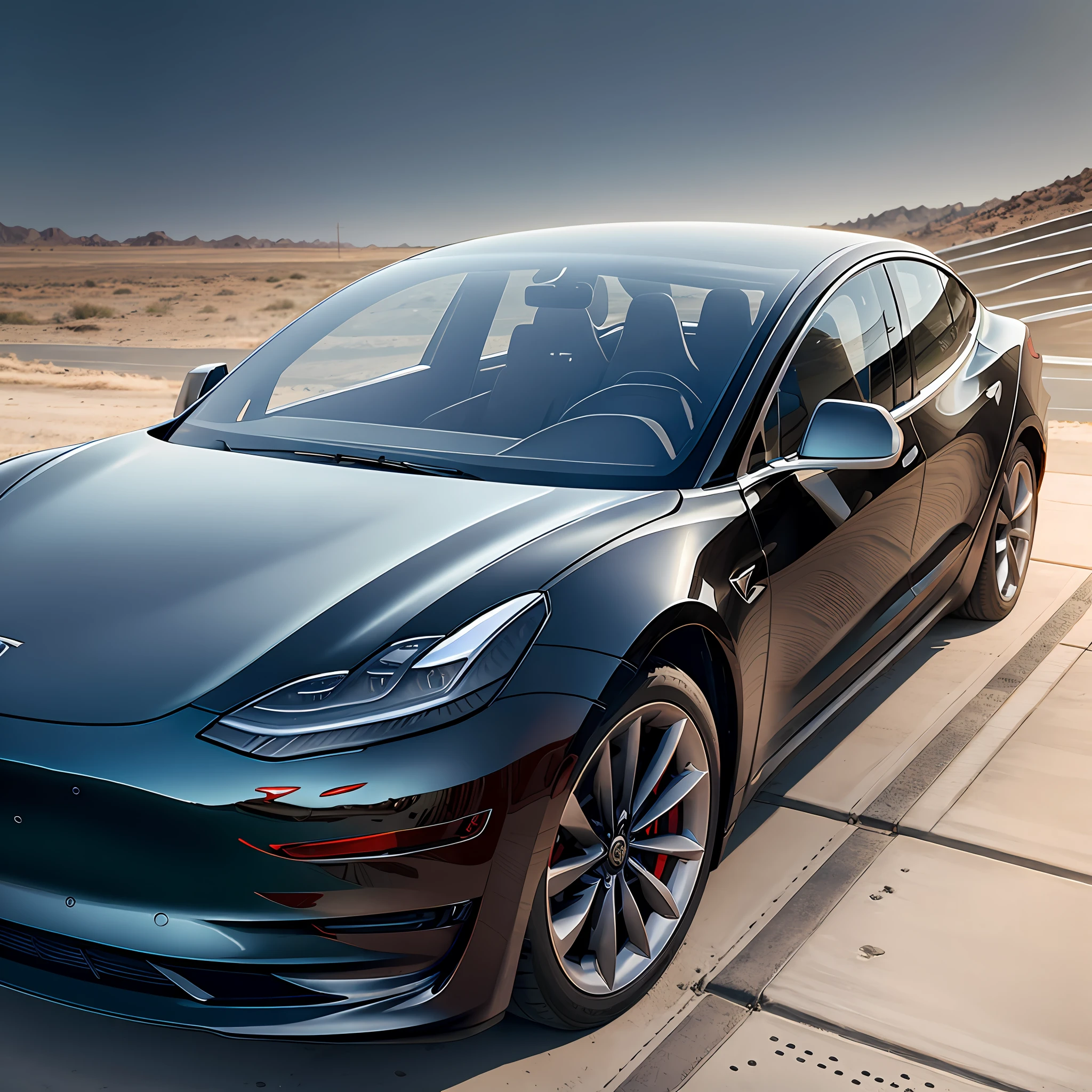 Detail of Tesla Model 3 acrylic front shovel --auto --s2