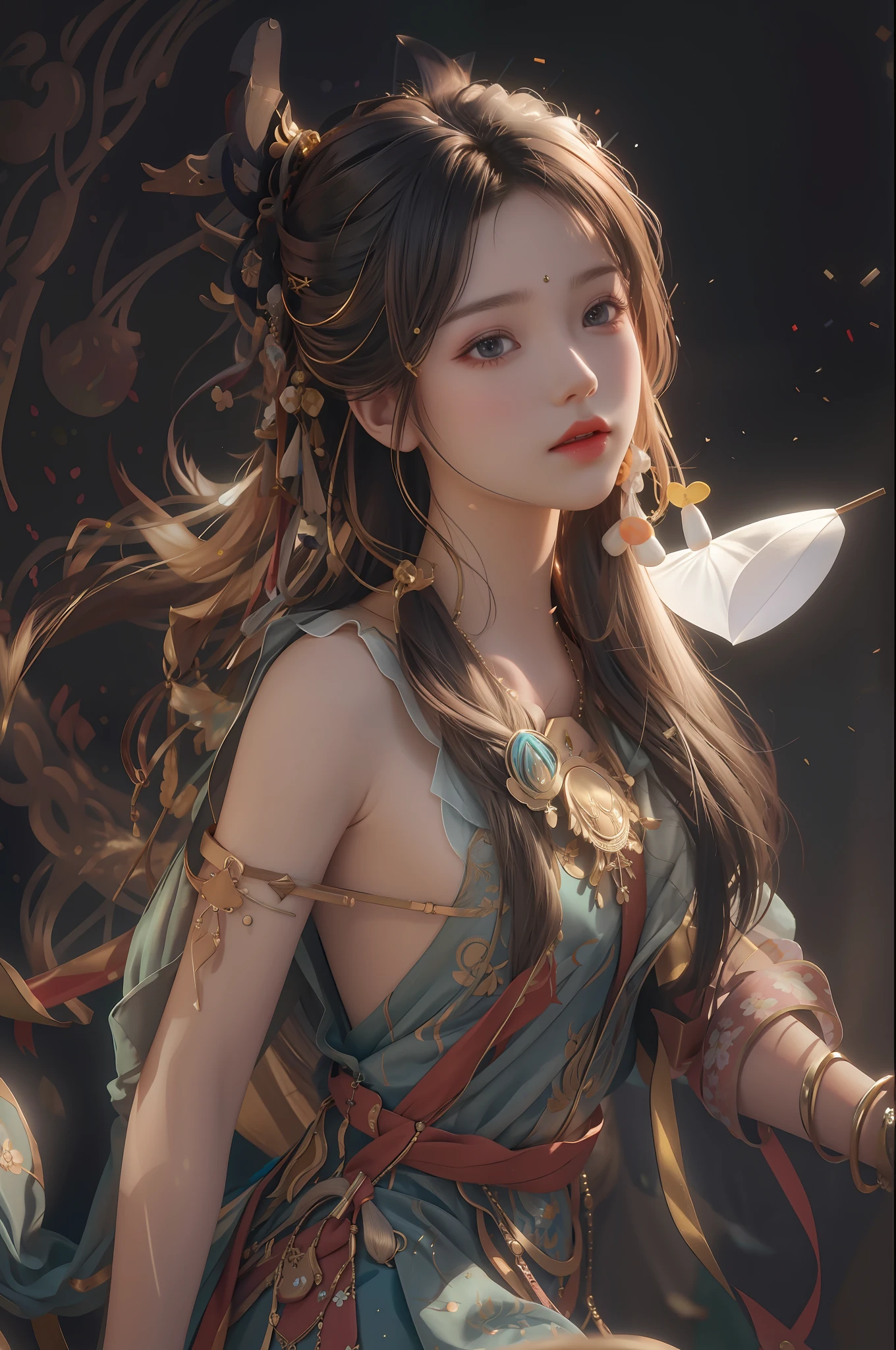 (Hair: 1.5), hair accessories realistic, blend into the background,