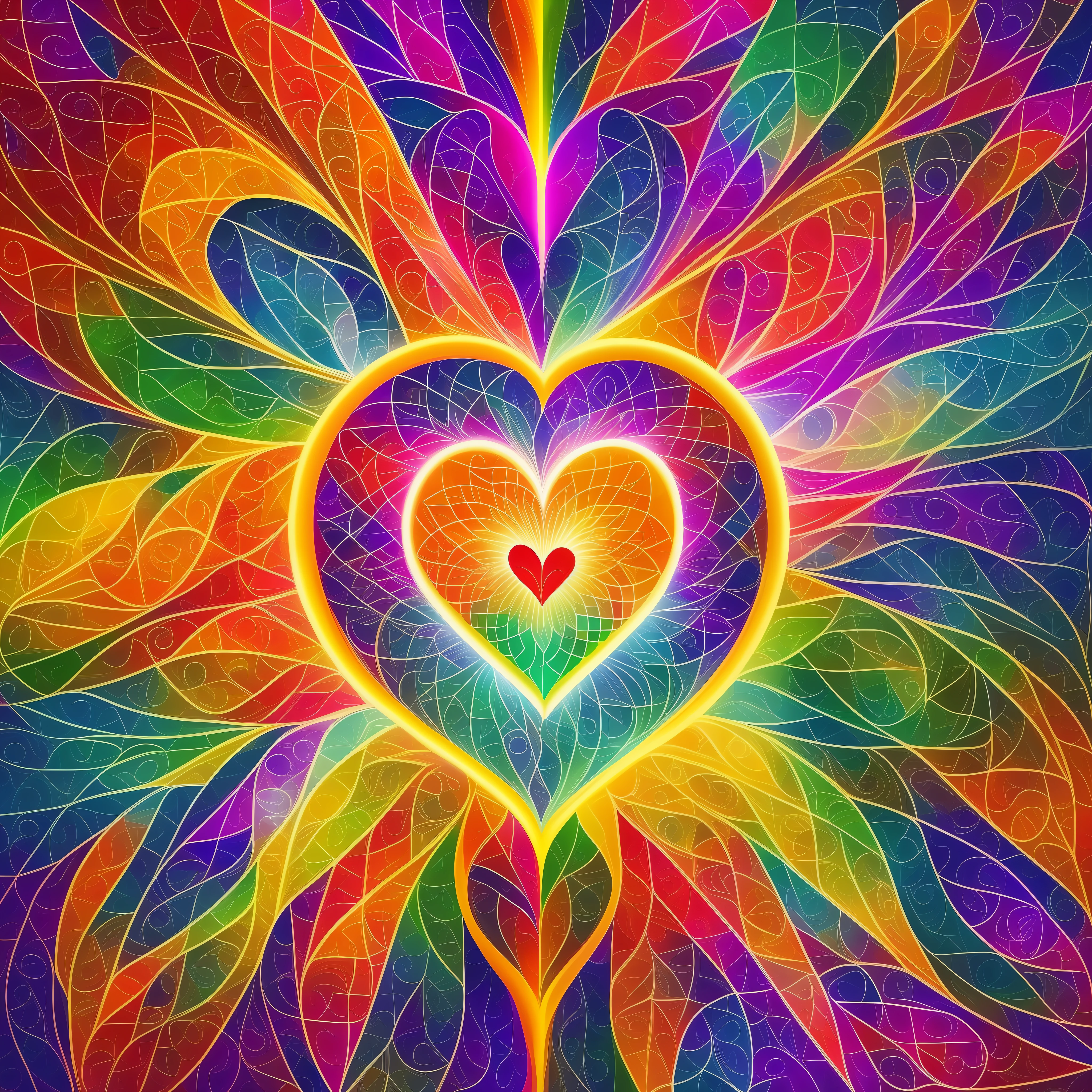 Create the best possible image to represent the transformative power of love. Think of a radiant heart, surrounded by rays of bright light, that symbolize its positive influence. Use vibrant colors and elegant letters to write the words "Faith, Hope, and Love" around the heart, emphasizing the importance of these Christian values. Make sure the image conveys the message that love is the greatest virtue we can practice and that it has the power to illuminate our lives and positively impact the world around us. Give life to your image, make it shine and resonate with the power of love. --auto --s2