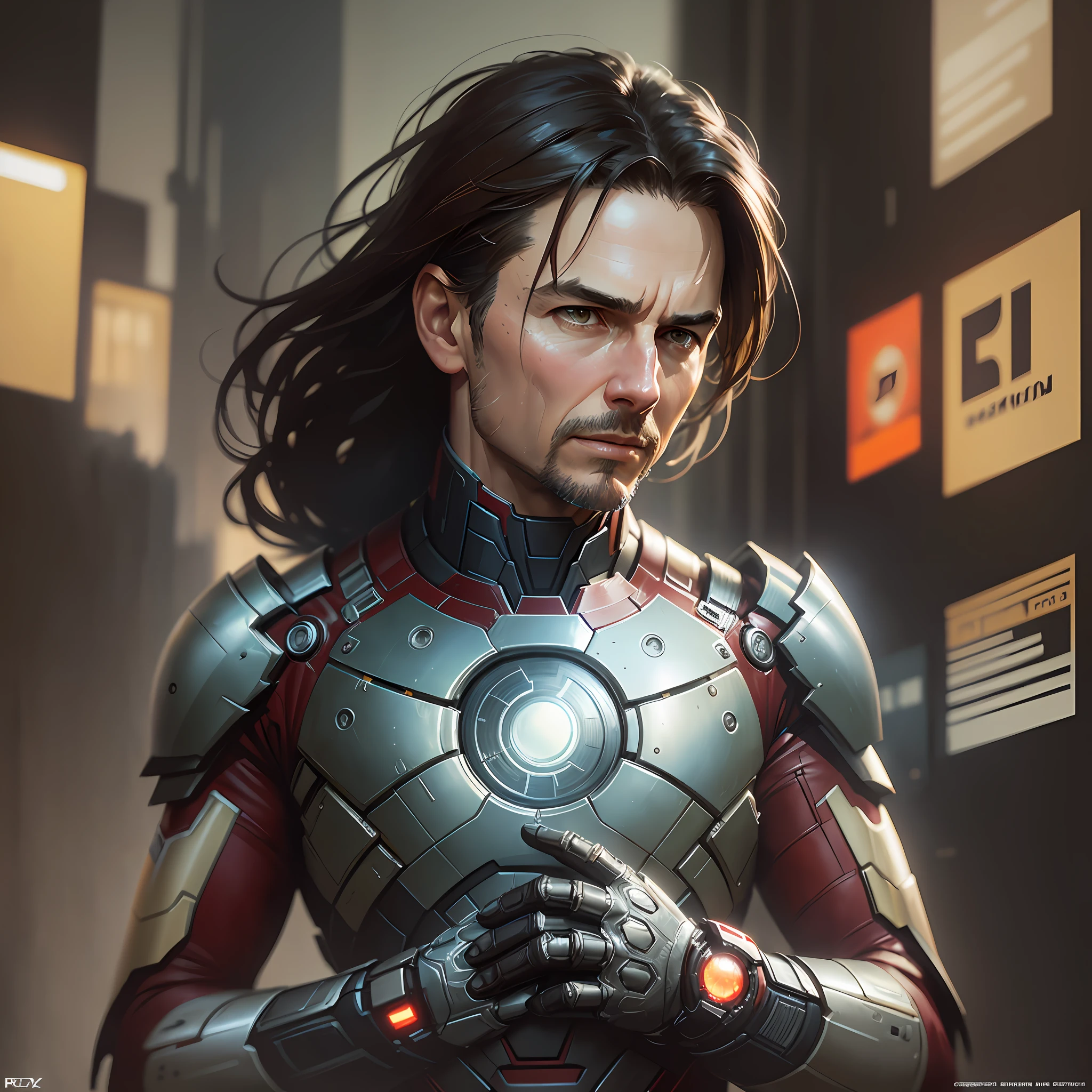 Tom Cruise as Iron Man, vhs effect, (poster: 1.2), poster on the wall, nostalgia, movie poster, (skin texture), intricately detailed, fine detail, hyperdetailed, ray tracing, subsurface scattering, diffuse soft lighting, shallow depth of field, by (Oliver Wetter) majestic professional oil painting by Ed Blinkey, Atey Ghailan, Studio Ghibli, by Jeremy Mann, Greg Manchess, Antonio Moro, trend at ArtStation, trend at CGSociety, Intricate, High Detail, Sharp Focus, Dramatic and Photorealistic Painting Art of (Greg Rutkowski:1.4), Bokeh