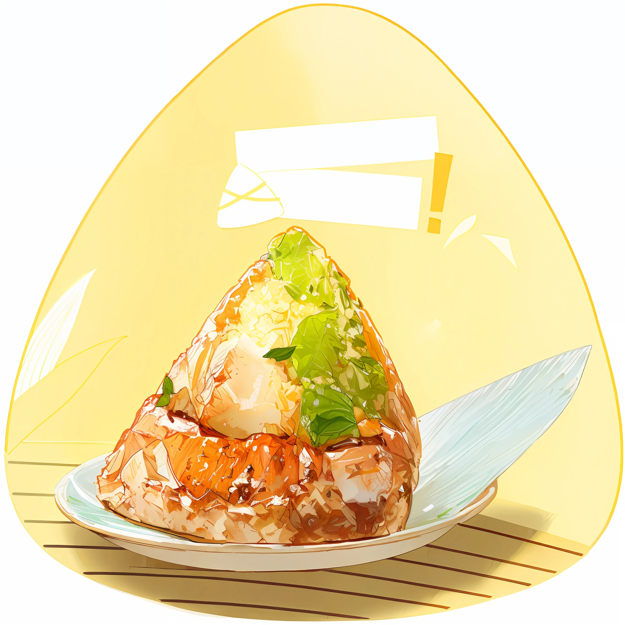 On the plate there is a piece of food with leaves, Chiba Yudai, cone, Japanese, Bunshin Minami, Dobo, Image, Oz, Ready-to-eat, Tangmo, Very Delicious, Komorebi, Advertising Image, Delicious, Cone, Sesame Sweet Meatloaf, Moist, Food Advertising, ((Highest Image Quality)), ((Masterpiece Quality)), ((Complex and Delicate))