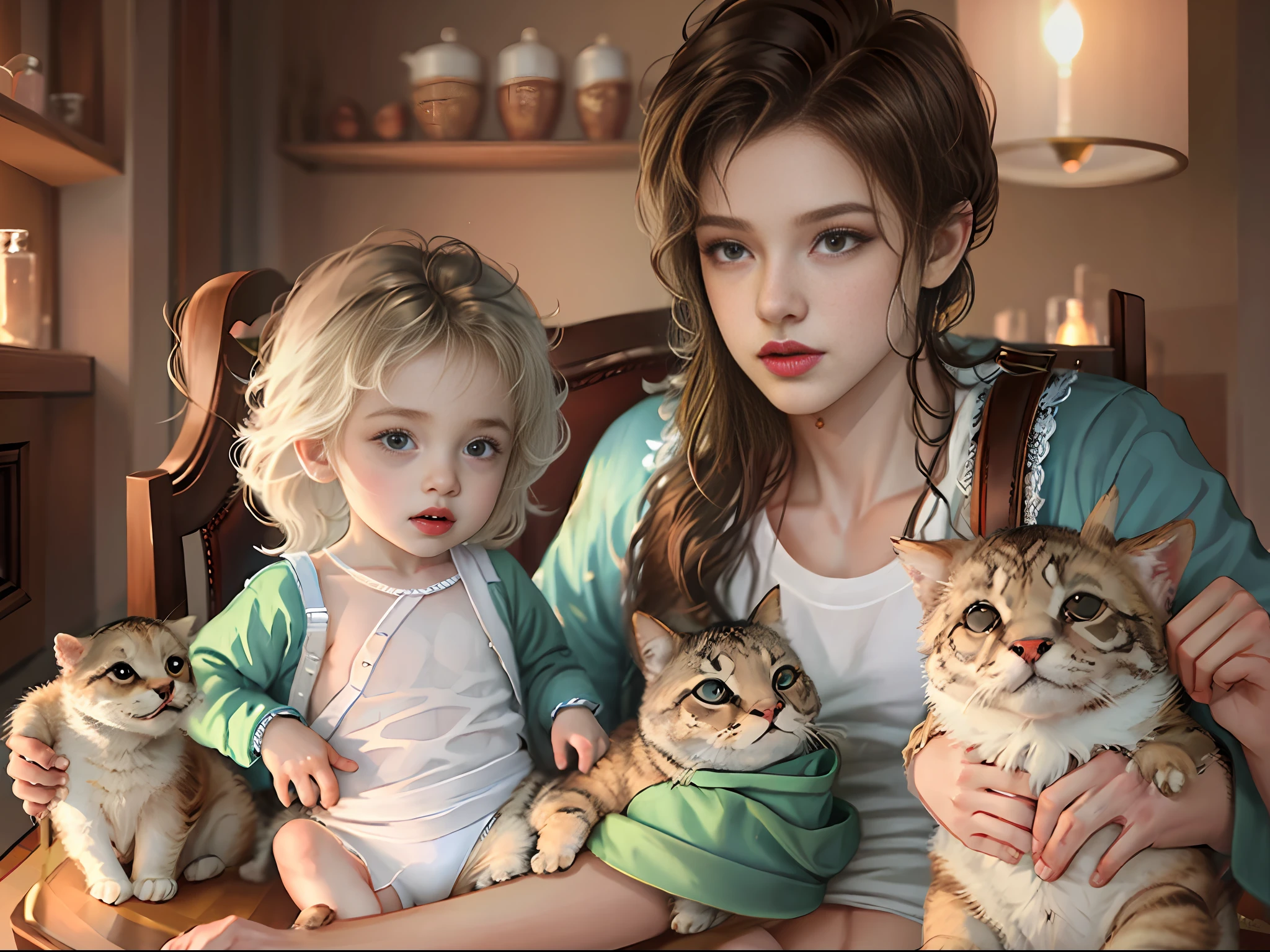Our family was all present, including my brother and sister-in-law, And the 1-year-old nephew., masterpiece, ccurate, high details, high quality, best quality, highres, anatomically correct