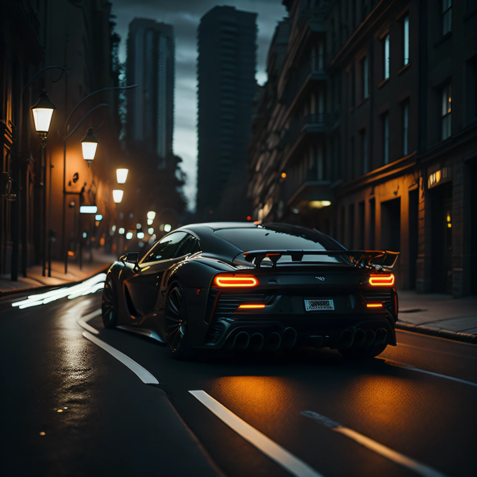 car, night, city, real photo