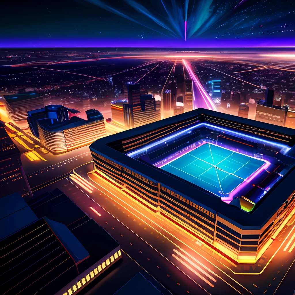 IsometricFuture, Anime Style School, isometric cutaway, night sky, city view, Depth of Field, Full-HD, Rim Lighting, Vibrant Sharp Cinematic Lighting, Shadows, Chromatic Aberration, art by artgerm, greg rutowski, square enix, unreal engine 5, FXAA, IsometricFuture