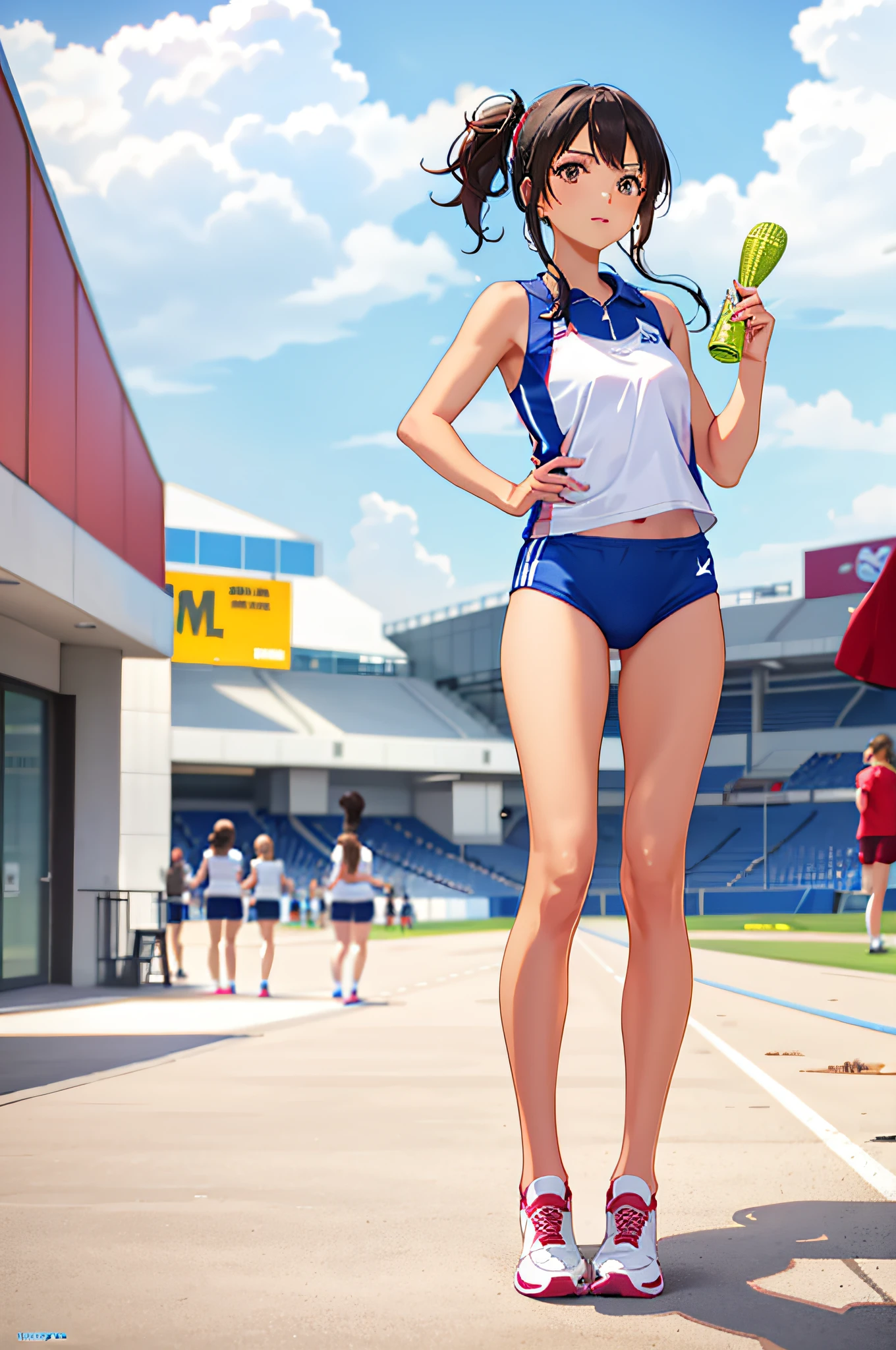 1 girl, track and field uniform