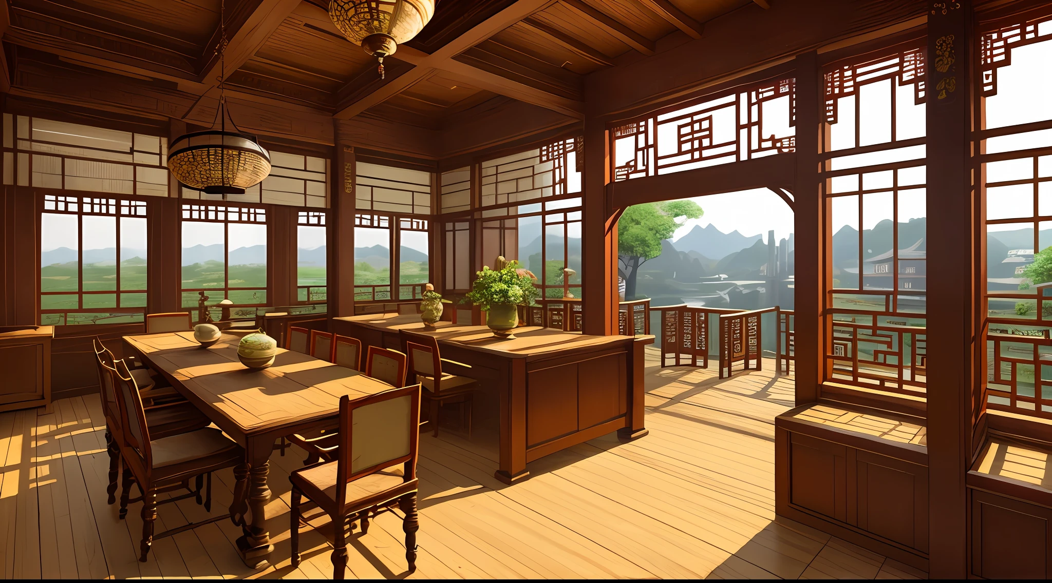 masterpiece, Highly detailed, super realistic, 4k, 8k, detailed background, bright Lighting, Daylight, Victorian style,
(古代中国の部屋)、(板の間)、
