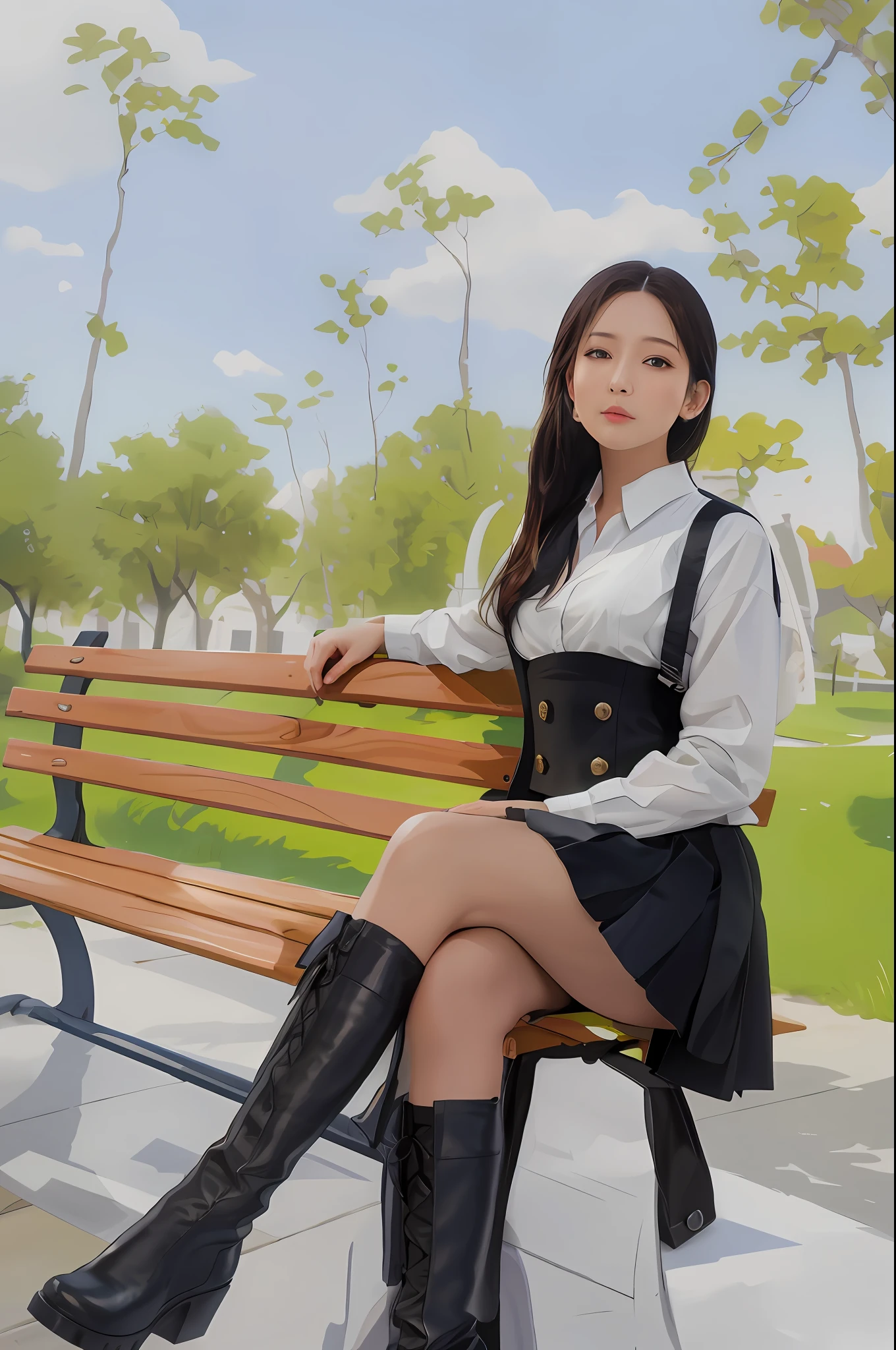 best quality, masterpiece, 1girl, Beautiful face, (photo realistic:1.3), rim lighting, (high detailed skin:1.2), 8k uhd, dslr, high quality, high resolution, 4k, 8k, Bokeh, absurdres, best ratio four finger and one thumb, (realistic:1.3), cute 1girl, wearing black formal blazer, medium breasts, short skirt,