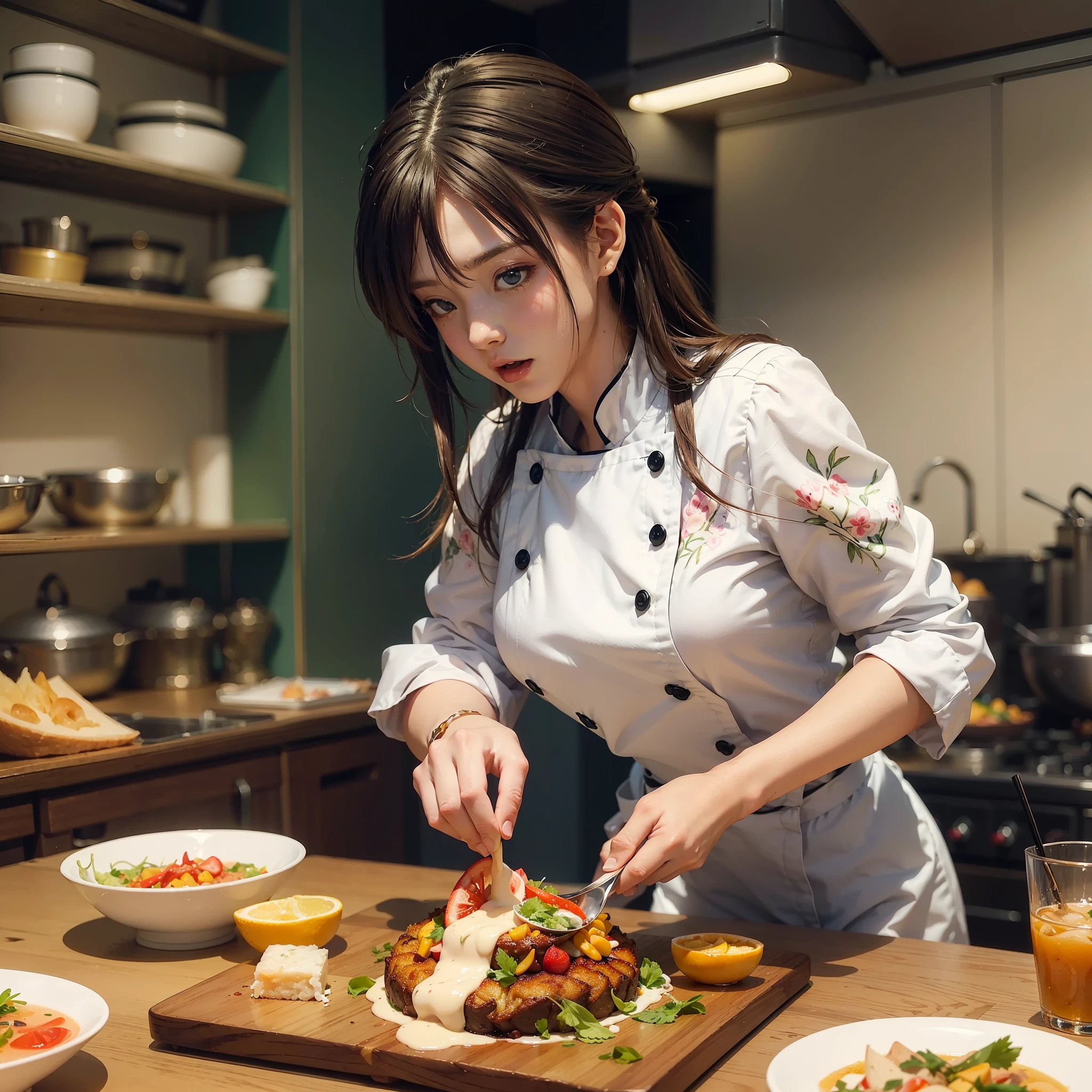 ((anime style+food), best illustration, delicate, detailed, high resolution, dynamic angle, colorful dishes,juicy, delicious, elaborate presentation, a mouth-watering feast, culinary art, master chef's creation,craving for more) --auto --s2