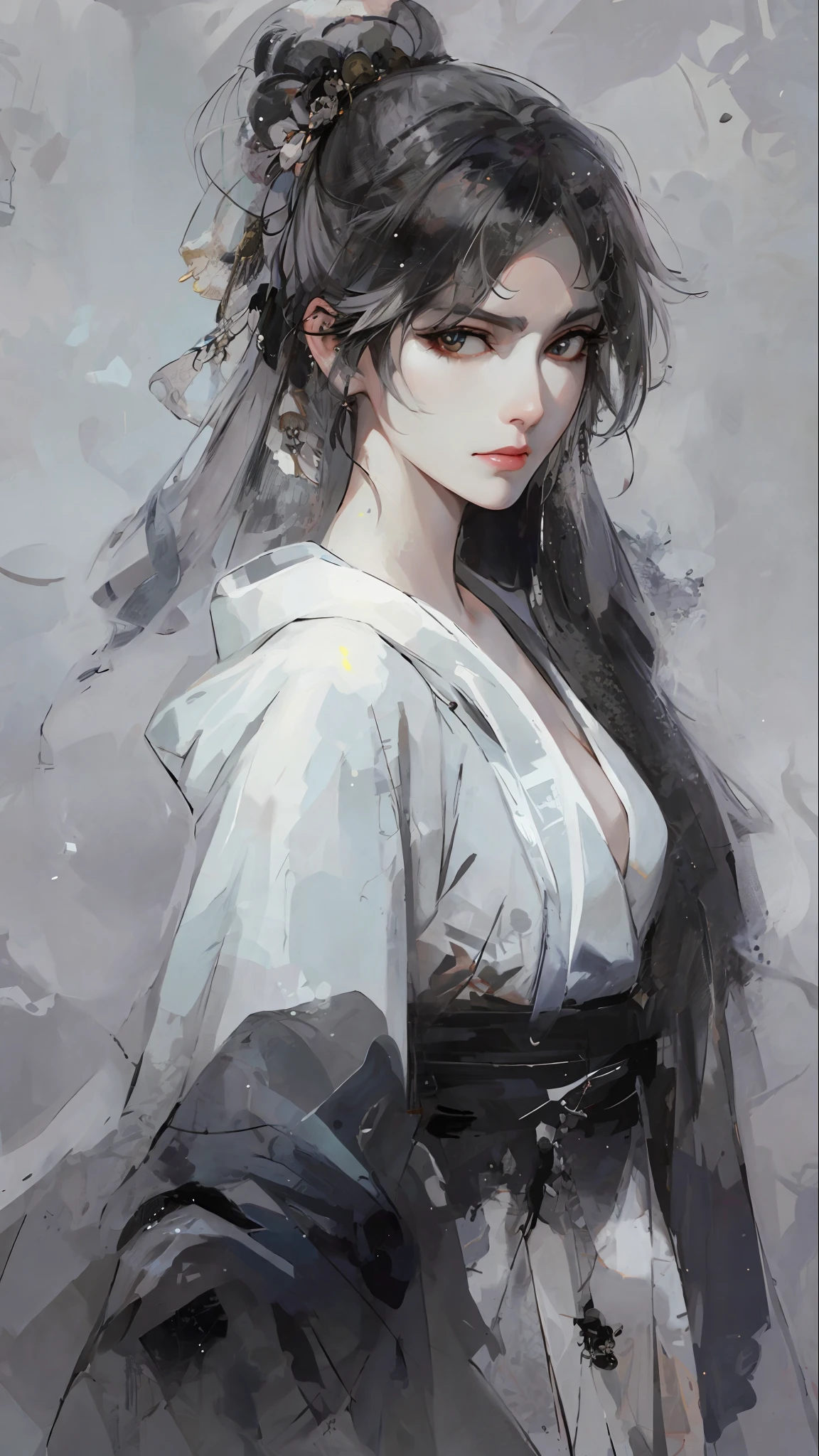 a close up of a woman with white hair and a white mask, beautiful character painting, guweiz, artwork in the style of guweiz, white haired deity, by Yang J, epic exquisite character art, stunning character art, by Fan Qi, by Wuzhun Shifan, guweiz on pixiv artstation