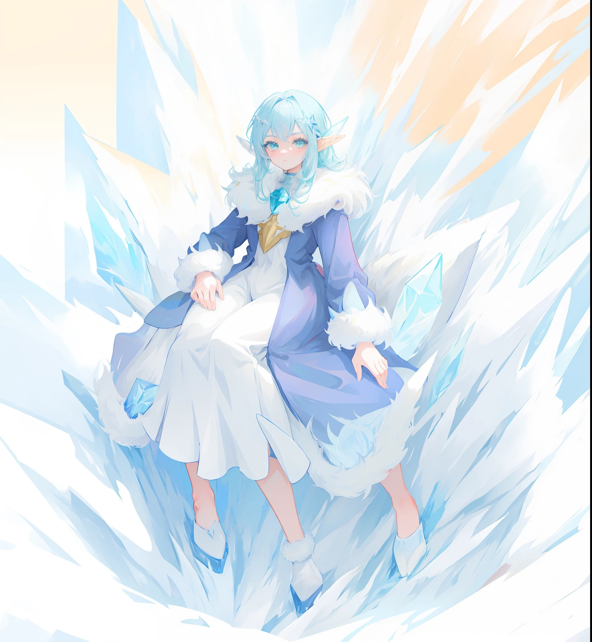 Pokemon art style, furry, ice and storm queen, illustrated Pokemon, high quality art, elves, very, very beautiful, furry art