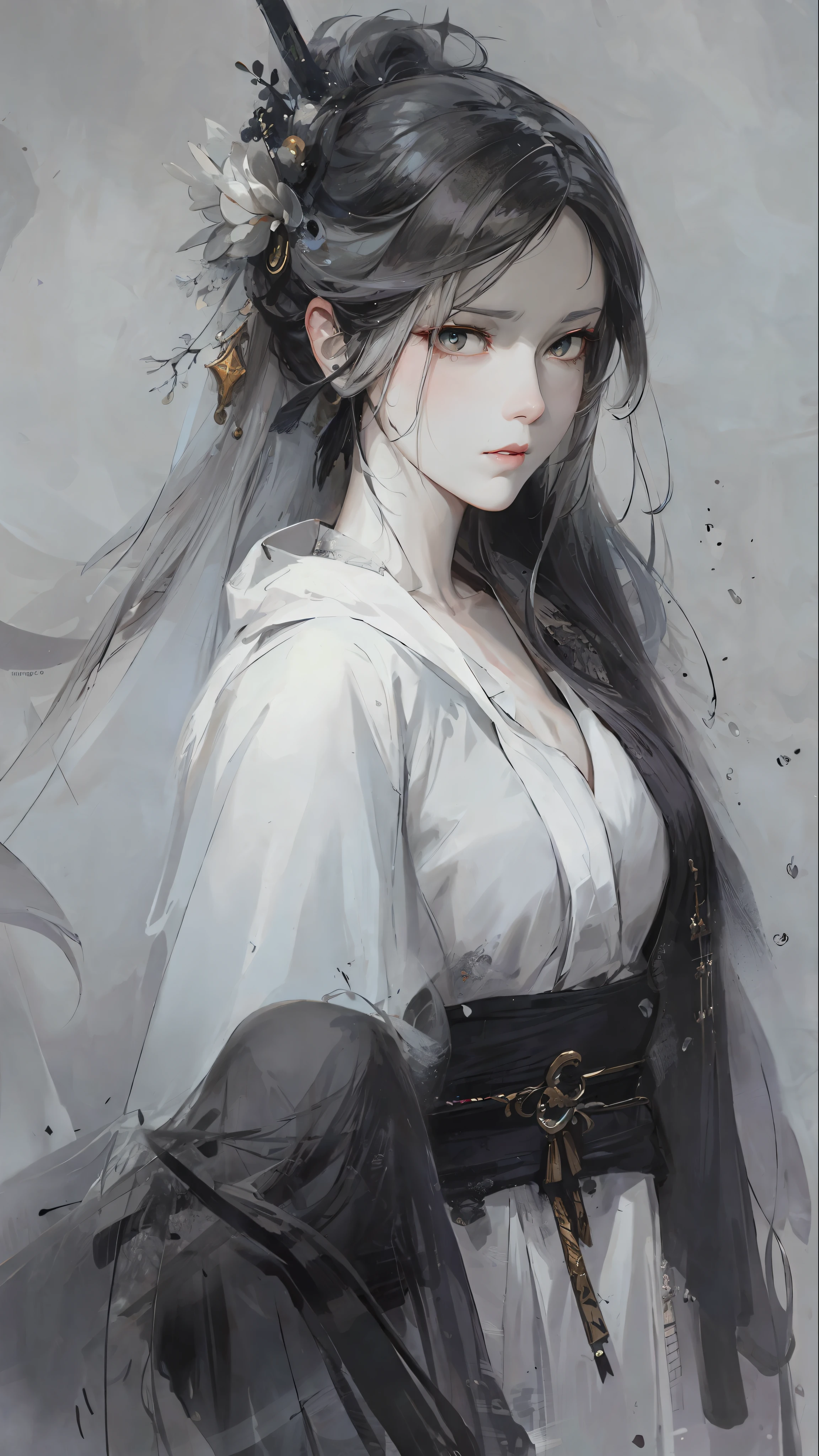 a close up of a woman with white hair and a white mask, beautiful character painting, guweiz, artwork in the style of guweiz, white haired deity, by Yang J, epic exquisite character art, stunning character art, by Fan Qi, by Wuzhun Shifan, guweiz on pixiv artstation