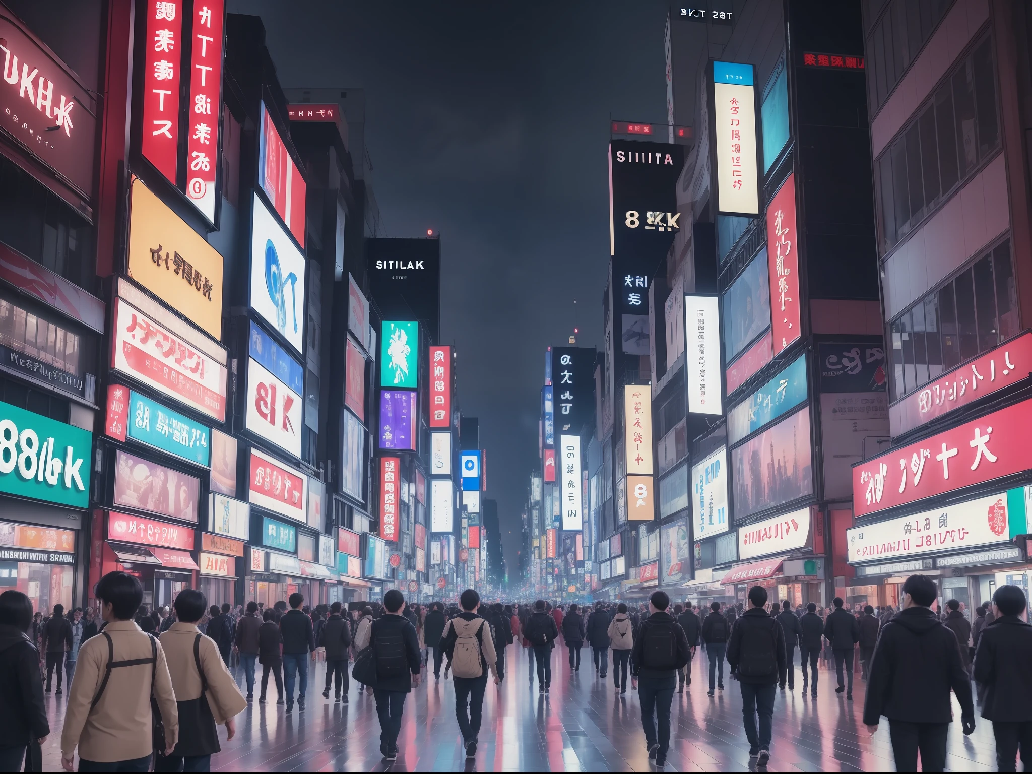 ((Best quality, 8k, Masterpiece :1.3)) Shibuya at night, live-action, realistic, photoreal,