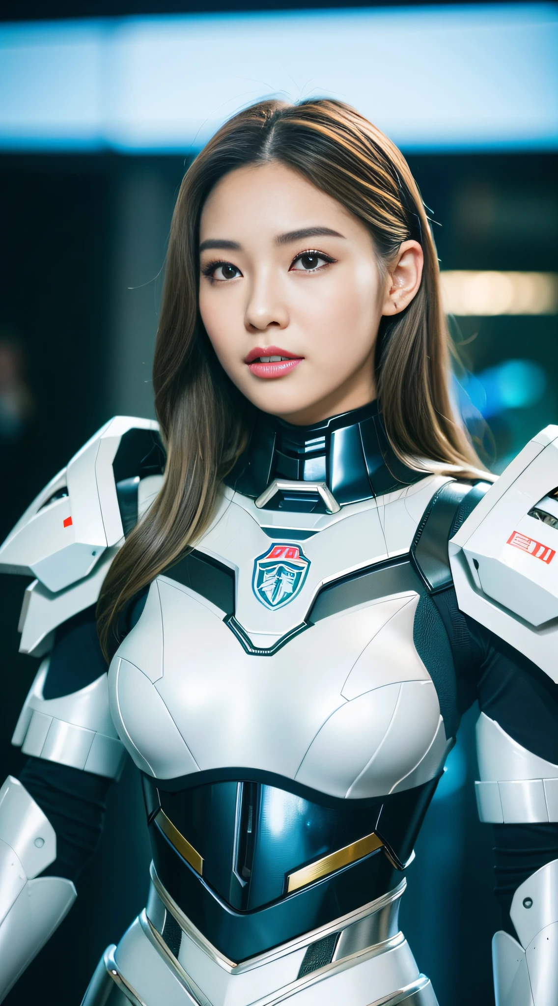 (Best Quality, 8k, 32k, Masterpiece, UHD: 1.3), (Pictures of Japan Attractive Women), (Cyberpunk: 1.4), (Realism: 1.4), (Best Quality: 1.0), (Super-Resolution: 1.0), 8K, RAW Photos, (Masterpiece: 0.2), Ultra Detail, One Girl, ((Big: 1.4)), (Long Wavy Hair), Abs, Perfect Body, Ultra Detailed Face, Detailed Lips, fine eyes, double eyelids, pajamas, ((excited: 1.5)), ((areola slip)), (((in estrus)), (()) sexy girl, big, beautiful asian girl, gorgeous chinese model, phenomenal beauty, mecha cyber armor girl, white mecha, female mecha, mechanized valkyrie girl, beautiful white girl cyborg, armor girl, sci-fi woman wearing sci-fi military armor, white futuristic armor, gorgeous female paladin, mechanized soldier girl, 50mm lens, f1.,