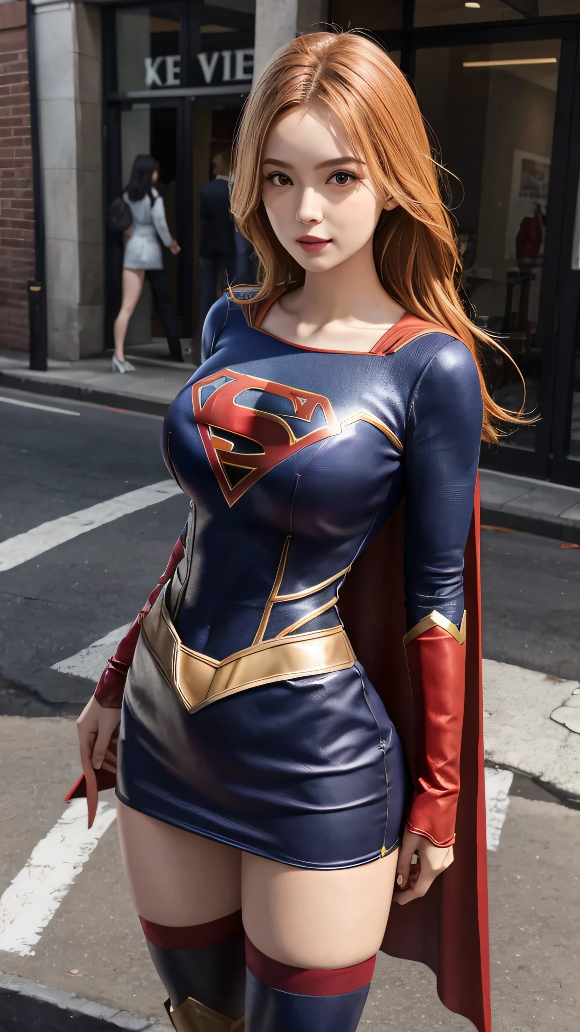 Woman body set big breasts, Supergirl costume dress