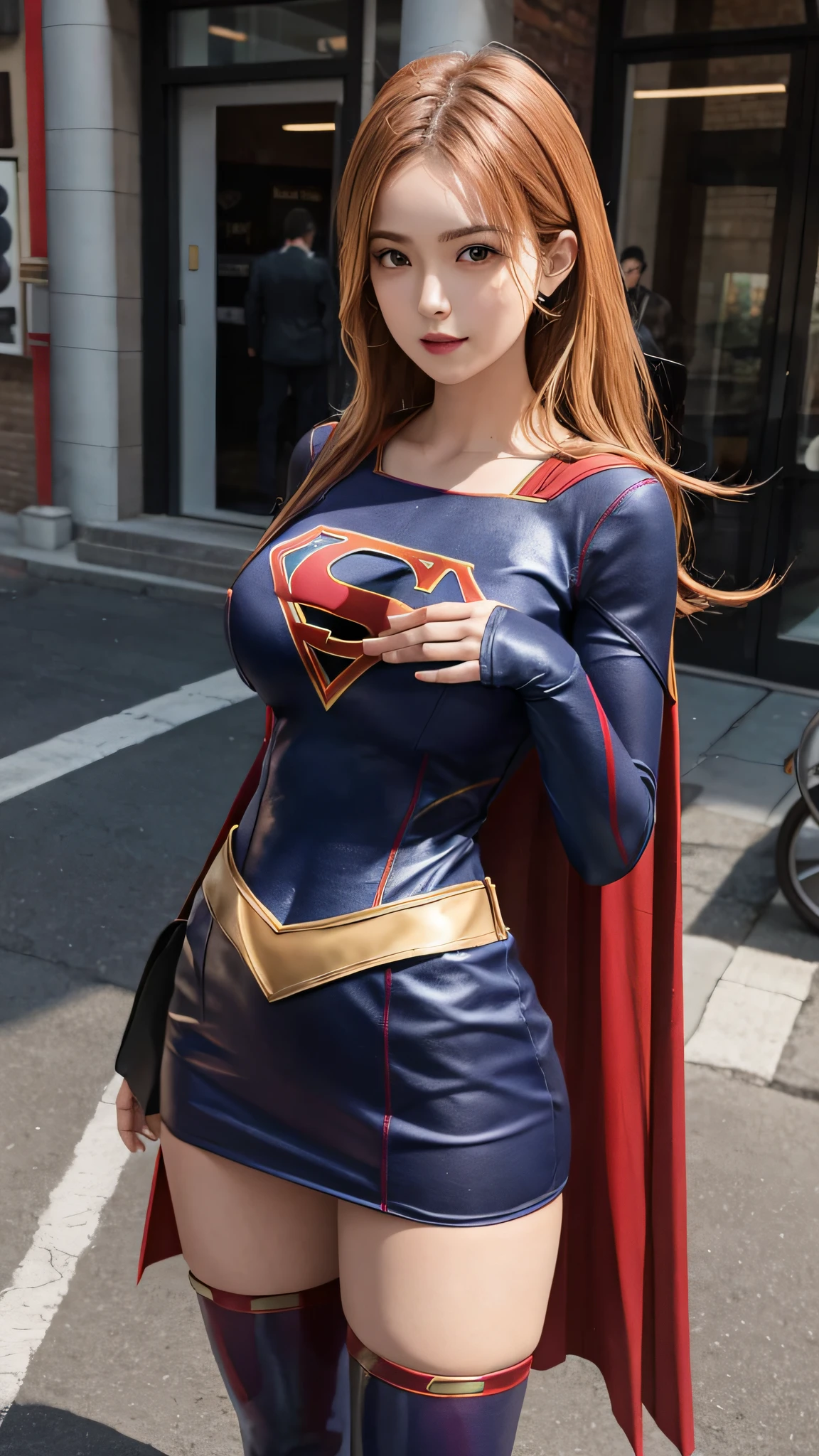 Woman body set big breasts, Supergirl costume dress