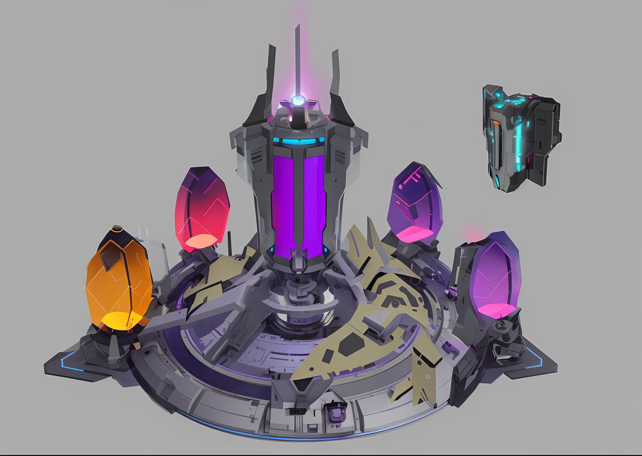 there is a futuristic looking object with a purple and blue light, concept art | dyson, archillect concept art, concept arts, futuristic outpost building, object concept art, concept art, concept art, stylized concept art, concept artwork, futuristic base, concept art render, concept art-h 640, neon glow concept art, concept art!