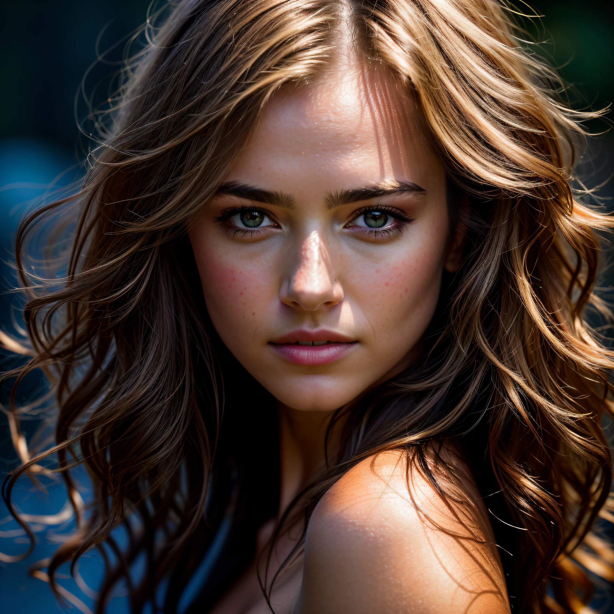 (RAW photo) night scene, close-up photo of a sexy girl, posing, looking at the viewer, beautiful face, perfect skin, soft volumetric lights, soft key and fill lighting, (backlit: 1.3), (cinematic: 1.3), intricate details, (ArtStation: 1.2), skin spots, detailed eyes, micro details, FUJI XT3, photorealistic, photorealism