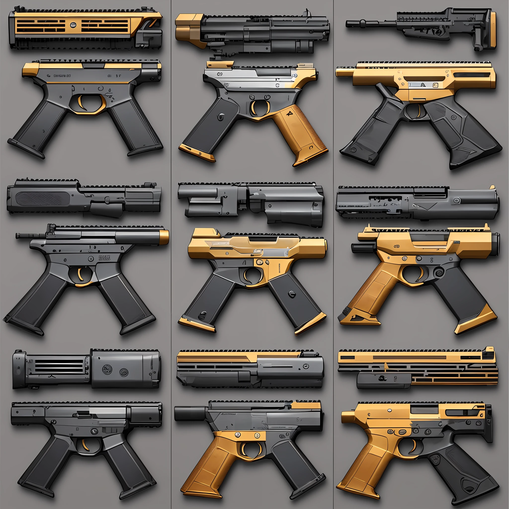 (Game resource display icon: 1.2), (Advanced weapon manufacturing: 1.4), real-time display of a number of various advanced firearms, different angles to show the action of drawing guns and scene effects, gun details are realistic, as if real in front of your eyes.