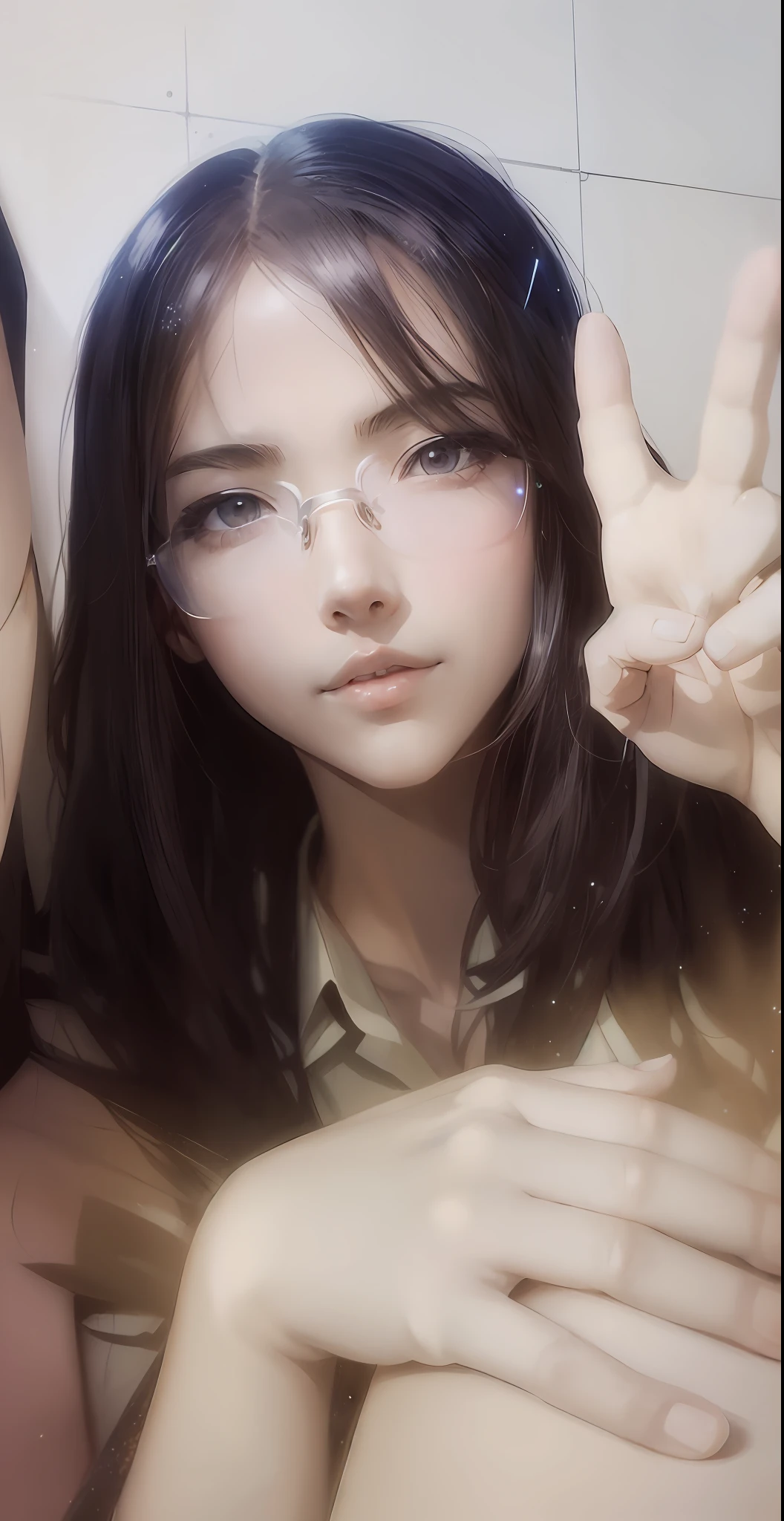 (anime models), (glasses), (Complex), (Super Detail), (Starry Sky Background), (Stout Limbs), (bedroom), (Ultra Clear), (Best Quality) --auto --v 6 --s2