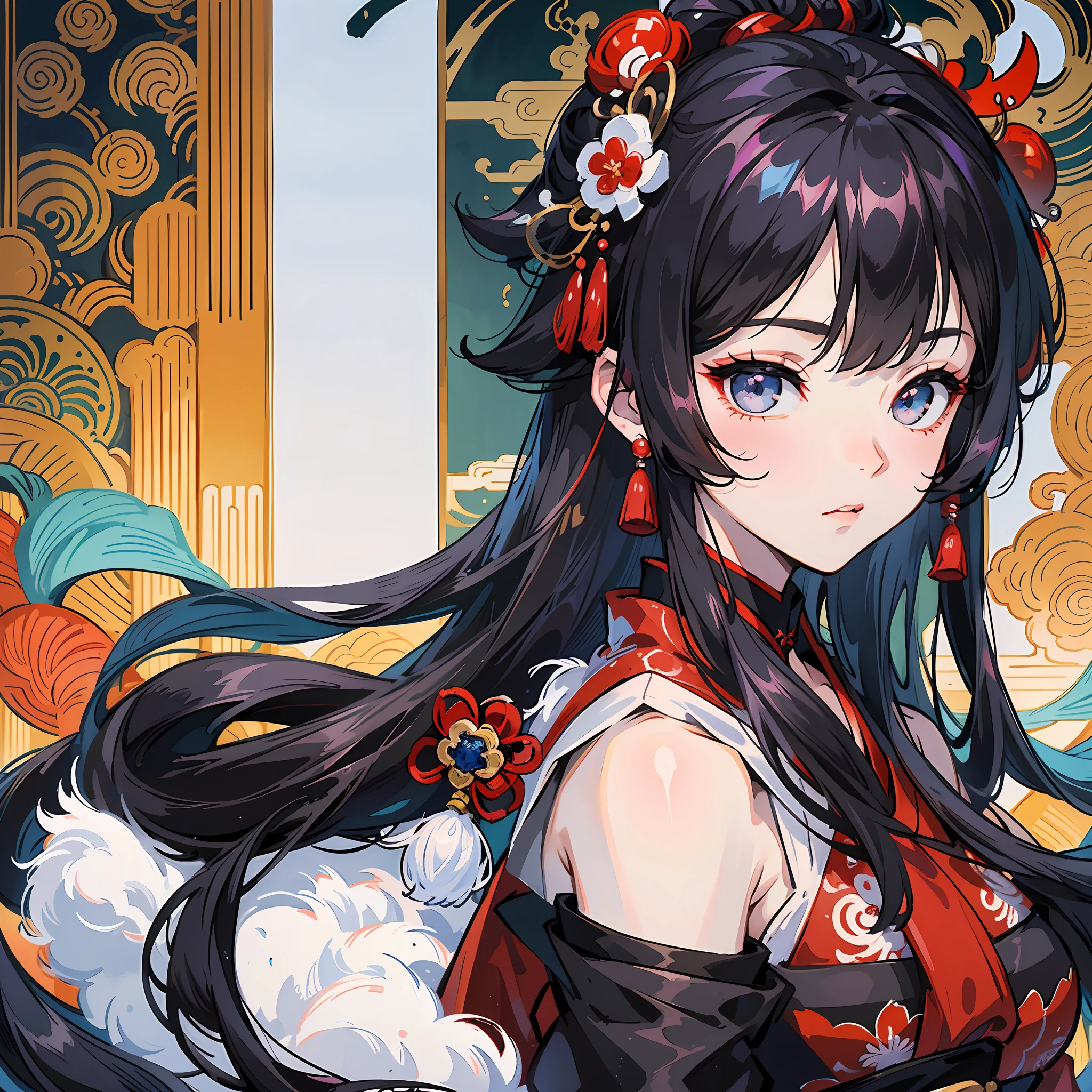 Best image quality, best masterpiece, beautiful Japan female onmyoji, big eyes, black hair, Heian Jingu, 8K quality, 1 image, Heian period, late night, --auto --s2