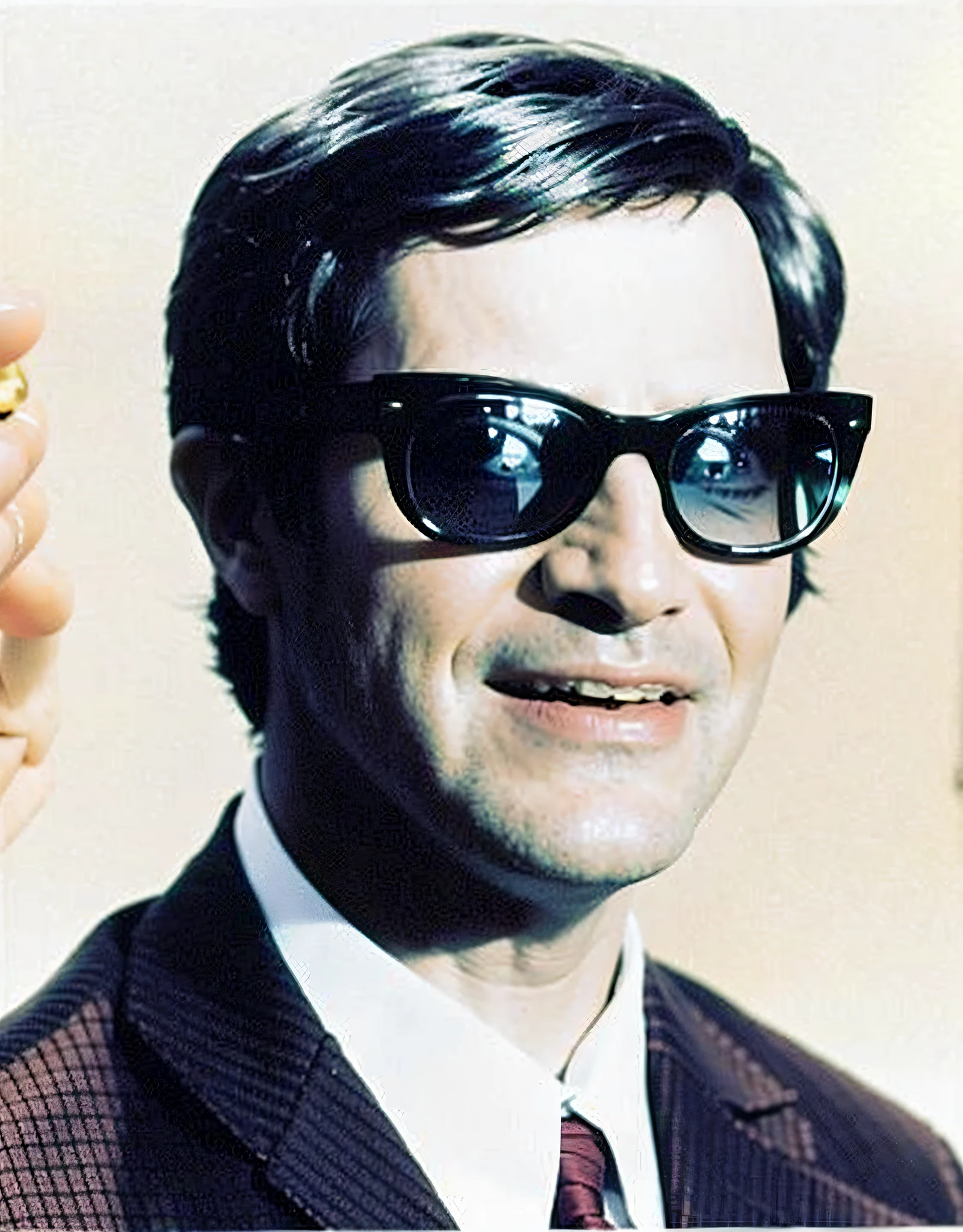 arafed photo of a man wearing sunglasses and a suit, rip, eero aarnio, elton john lennon, promo shot, elvis, [ bubbles, with sunglasses, 2d, biopic, 2 d, by Bob Ringwood, actual photo, in suit with black glasses, elton john, [ realistic photo ]!!, otomo, araki, tarantino