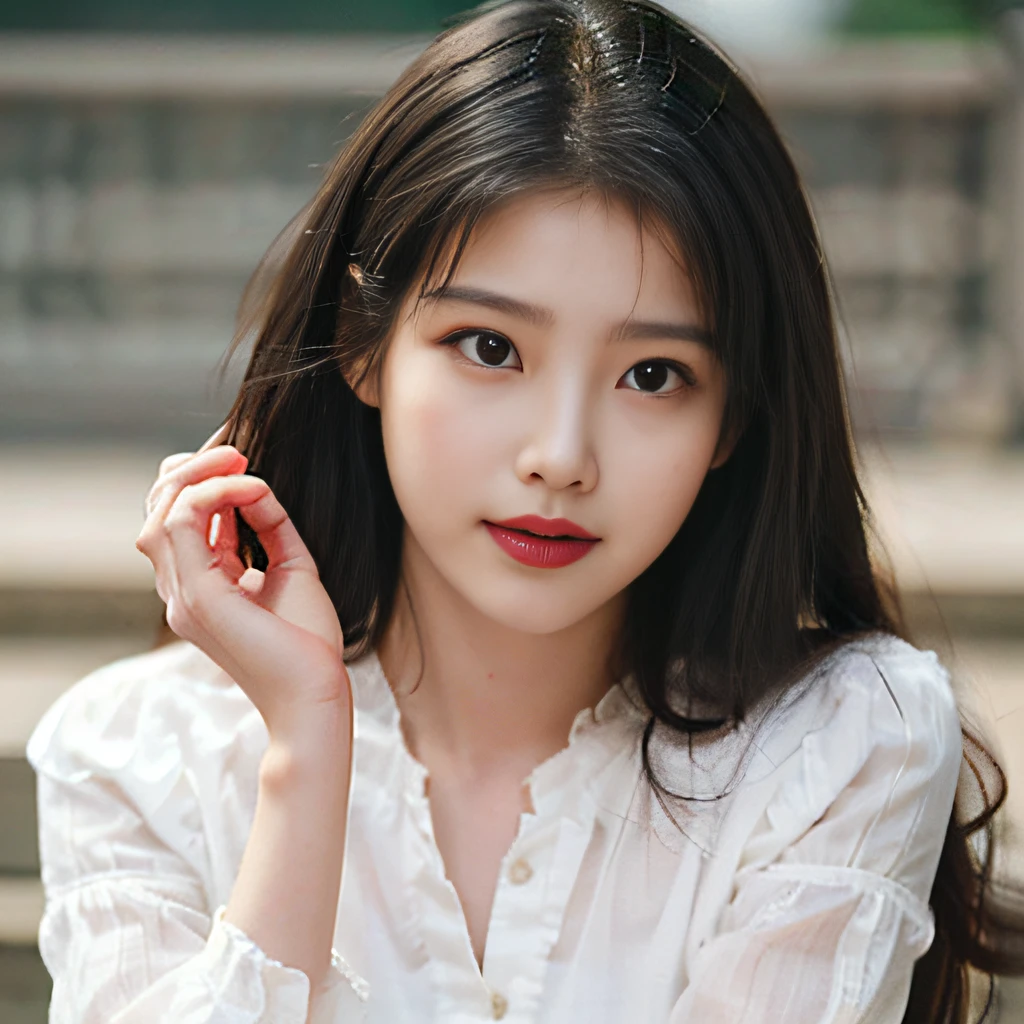 1girl, solo, Mix 4, (Realistic: 1.1), (Masterpiece: 1.1), (Best quality: 1.1), ultra detailed, looks at the viewer, standding, natural lighting, Depth-Of-Field, (pureerosface_v1:0.8), Shadows, cameo, atmospheric perspectiv, wince, ribbon, seductive smile, JK, Stereogram, tachi-e, cowboy shot, 8k, super detail