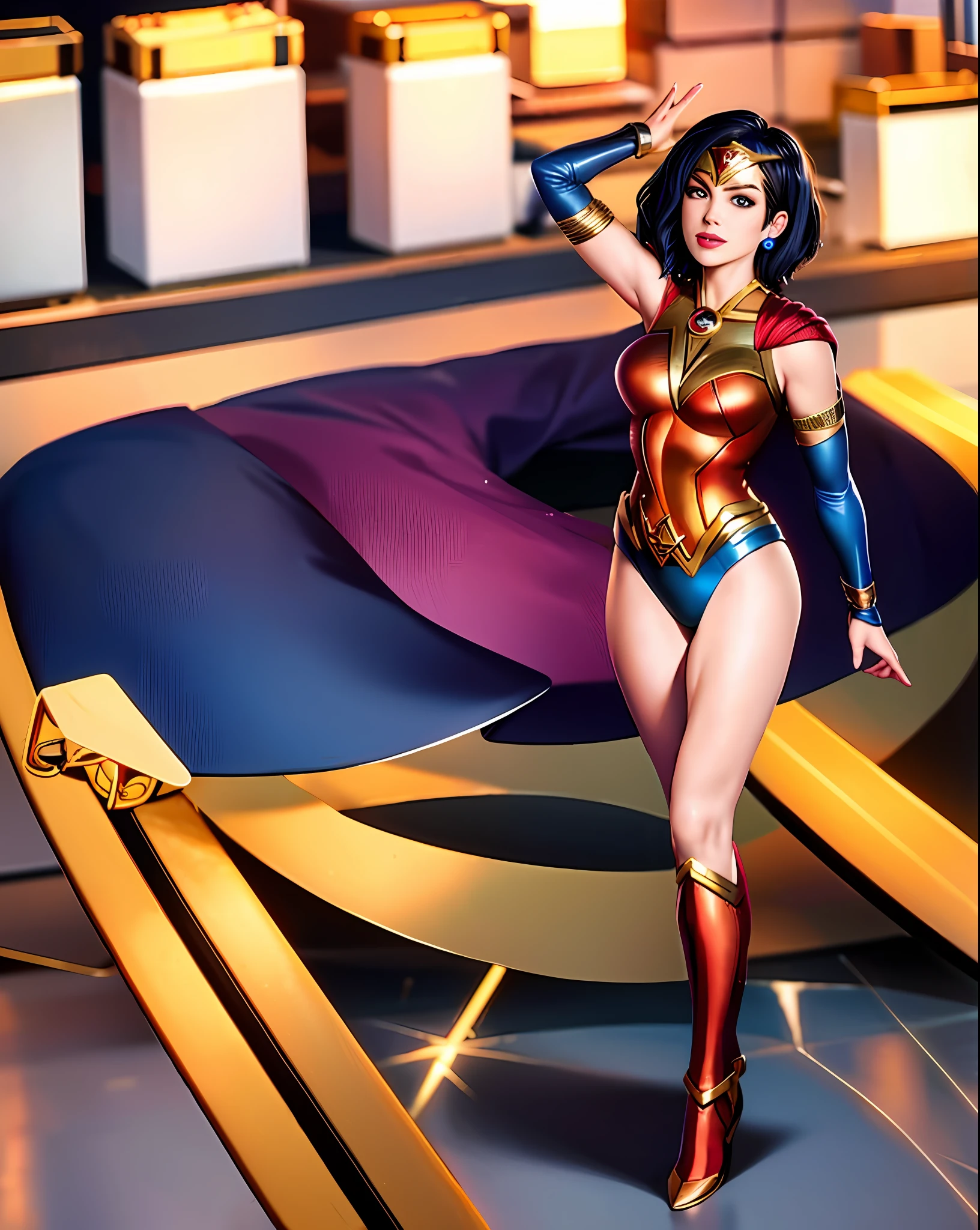 Wonder women(justice league)with short hair, 2D, full body, Stand