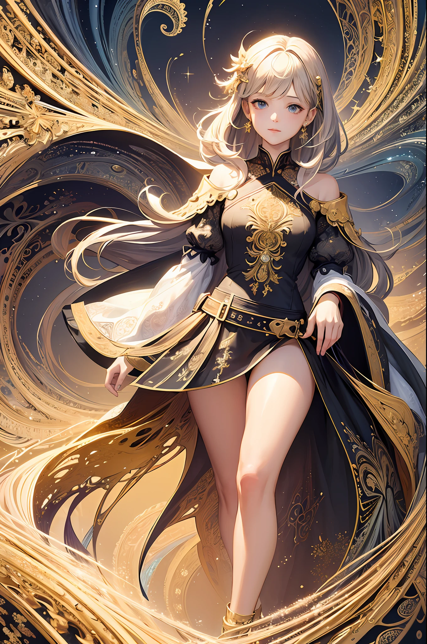 (masterpiece, top quality, best quality, official art, beautiful and aesthetic:1.2), (1girl:1.3), (fractal art:1.3),