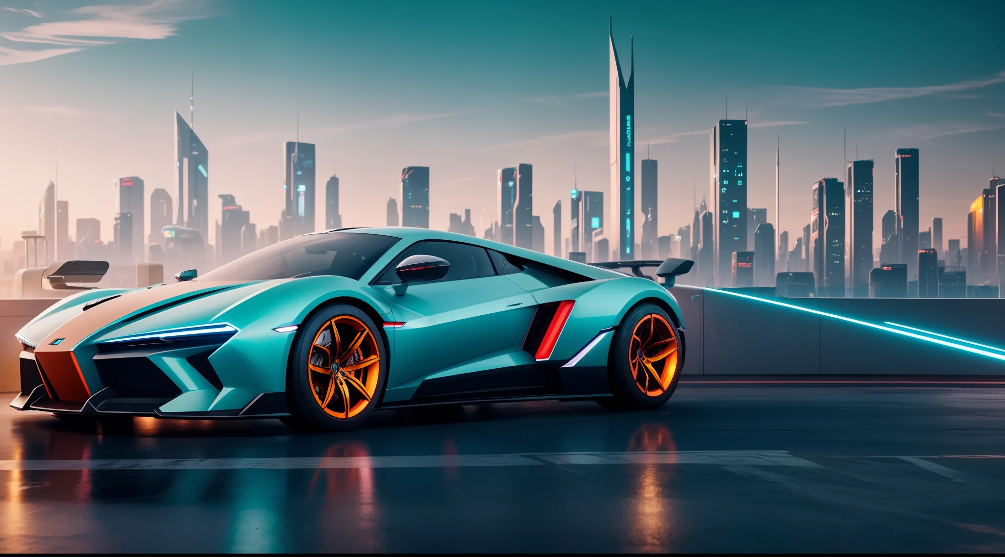 god of designer super futuristic cars cyberpunk, muted colors, swirling color smokes, legend, cityscape, space, vibrant, photorealistic, realistic, dramatic, cinematic lighting, sharp focus, 8k