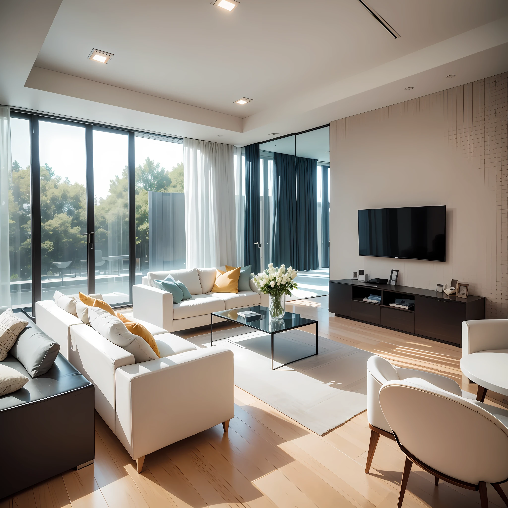 1. The layout is open, simple and bright. With an open layout, there is a strong sense of space, giving people a feeling of openness and comfort.
2. The colors are simple and bright. Mainly based on white, gray and other simple and elegant tones, less use of bright colors, giving people a fresh and simple visual experience.
3. The furniture is simple and practical. The furniture has clean lines, mainly solid wood and artificial stone, focusing on practicality and comfort.
4. Simple and generous decoration. Avoid too many decorations and use simple decorative paintings and picture frames to decorate the space. The decorations are simple and tasteful.
5. Plenty of light. Natural light is brought through large windows, and the space is bright and not dazzling.
6. Attention to detail. Although the style is simple, attention is paid to every detail, and the quality of the space is highlighted through some high-quality soft furnishings or decorations.
7. Functional. The space layout not only pays attention to beauty, but also attaches importance to the functionality of life to meet the actual life needs of the occupants.
8. Embody the philosophy of life. The minimalist style is based on minimalism and function, but it also reflects the rejection of glitz and the value pursuit of returning to the authenticity of life by the occupants' life philosophy.
9. Strong spatial fluidity. The open space and transparent visual effect are adopted to fill the partition between the spaces and realize the integration and connection of different functional spaces.
The simple style emphasizes the balance between life function and aesthetics, and creates a comfortable and high-quality living environment through simple, open and bright design techniques, so that residents can experience the beauty and true meaning of life in simplicity. --auto --s2