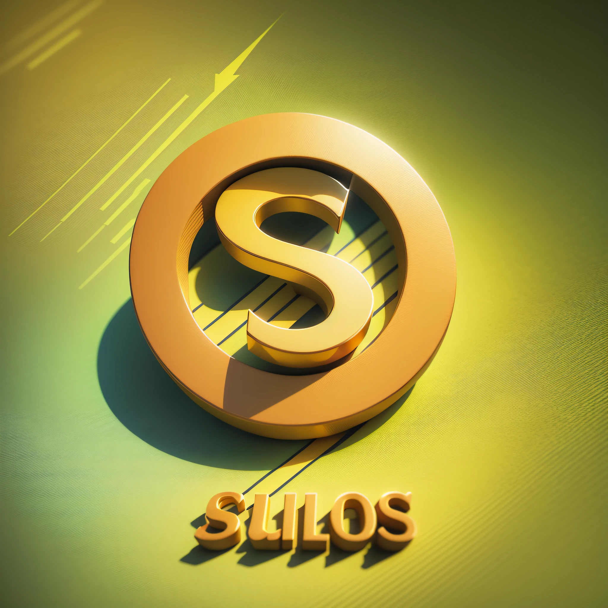 imagine the illustration of a logo with text of symbol, so, artistic, 3d, yellow, of the word 'suloDS' --auto --s2