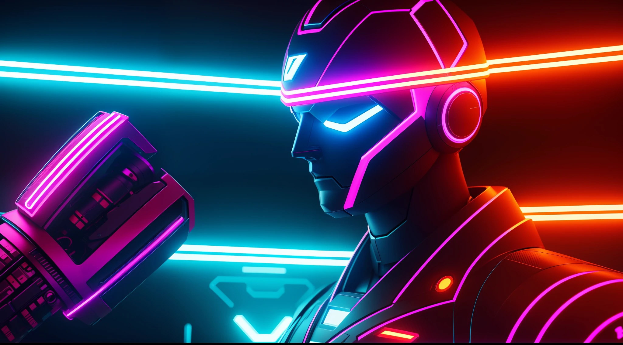 Futuristic ai robot doing cool things, neon style, hyperdetailed, cinematic, intricate, sharp, focus, vibrant, photorealistic, realistic, dramatic, cinematic lighting, sharp focus, 8k