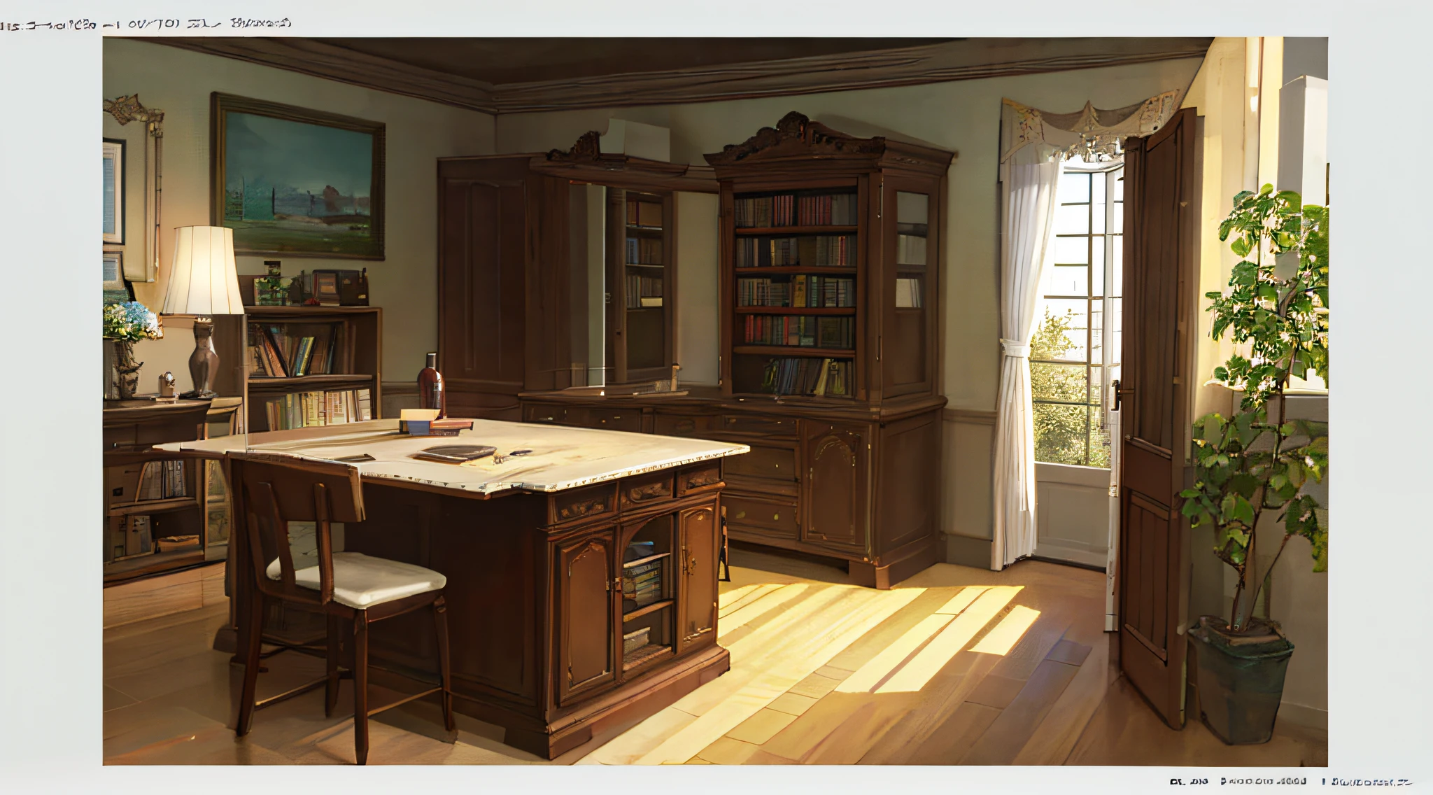 Best quality, very detailed, masterpiece, ultra-detailed, illustrations, high resolution, a bookcase full of books, (bright colors: 1.3), daylight, no one