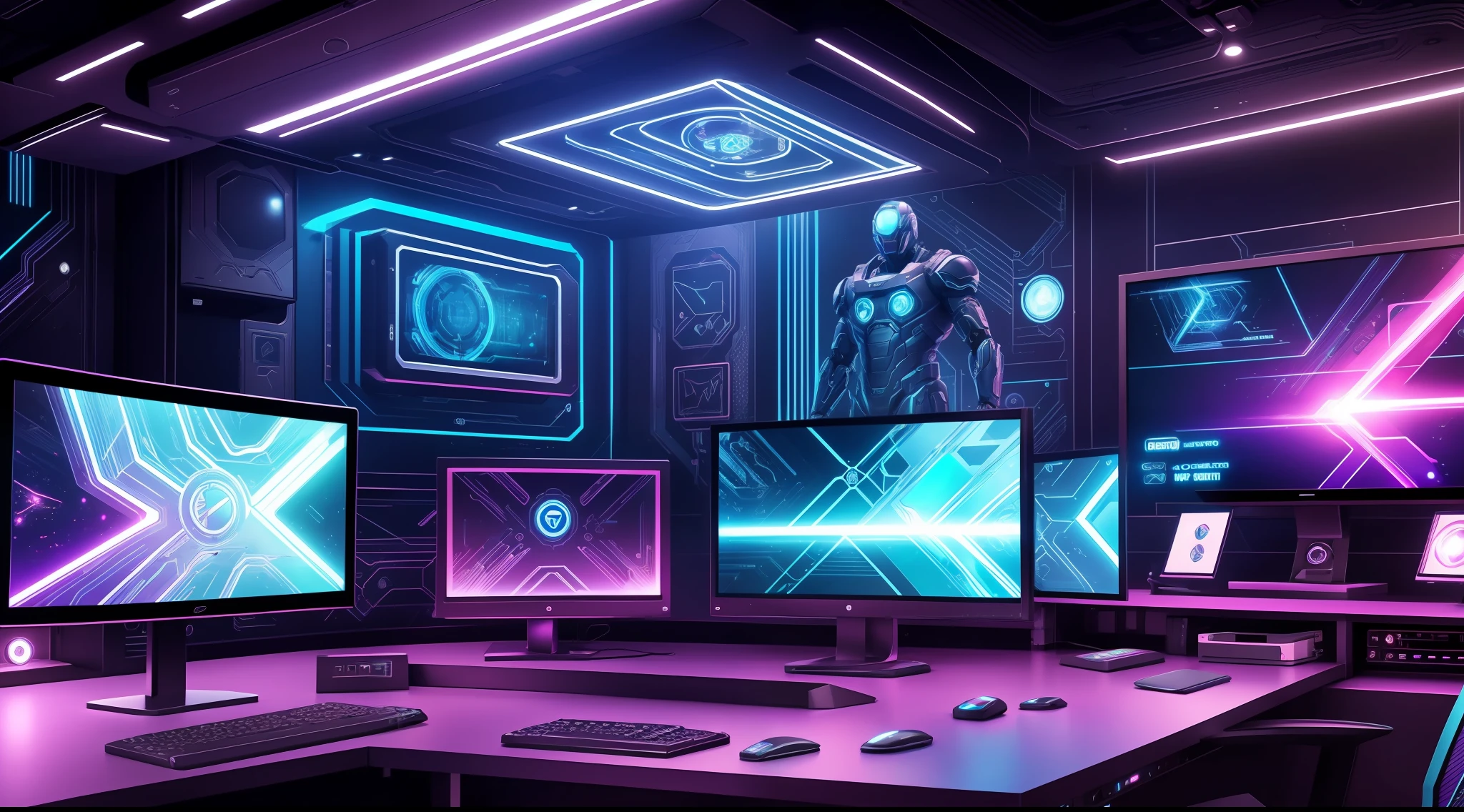 cyberpunk, robot, titanium skeleton, cosmos background, graphic, low poly, sitting on a computer desk, watching TV, which has dashboard, 4 digital displays in background, trending on artstation, sharp focus, studio photo, intricate details, highly detailed, by greg rutkowski, neon, neural network, deep learning, intricate organic, tom bagshaw, ruan jia, ambigrammatic, vivid portrayal, engrossing deta, symbol-patterned background, veritrelex, fractal album cover, symbolic, neon