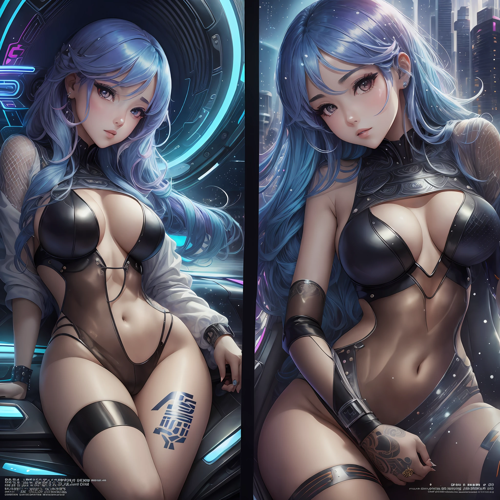 A woman sitting in a sports car, in a futuristic tech city, half-body perspective, colored hair, masterpiece, colorful, fine details, detailed lips, intricate details, young sexy gravure idol, young beautiful gravure idol, realistic young gravure idol, realistic sexy gravure idol, young gravure idol, delicate gravure idol, 4k, fair skin, snow white skin, queen fan --auto --s2