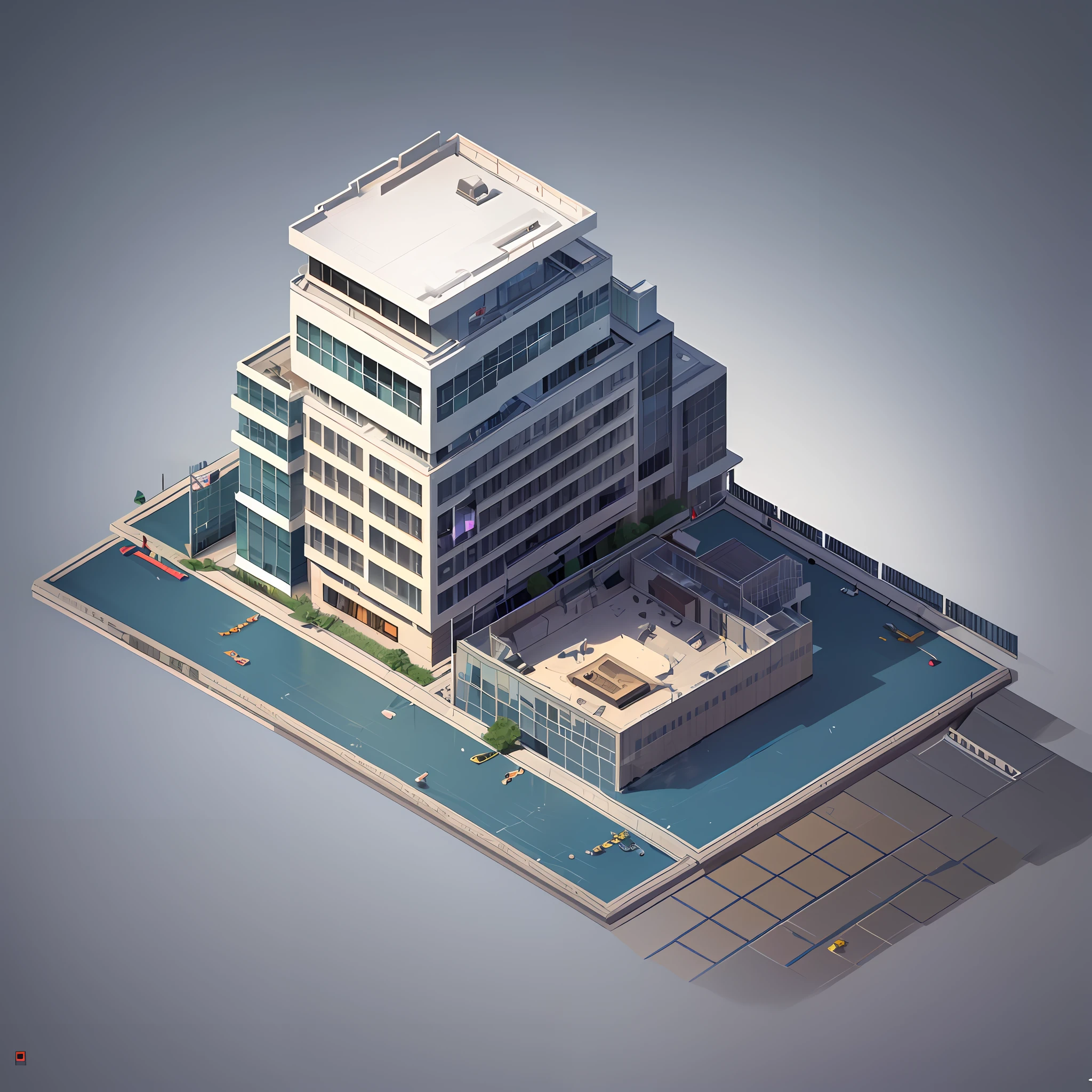 Isometric, overlooking 45 degrees, SLG game building, single building, ktv nightclub, gray background, concept art, Octane rendering