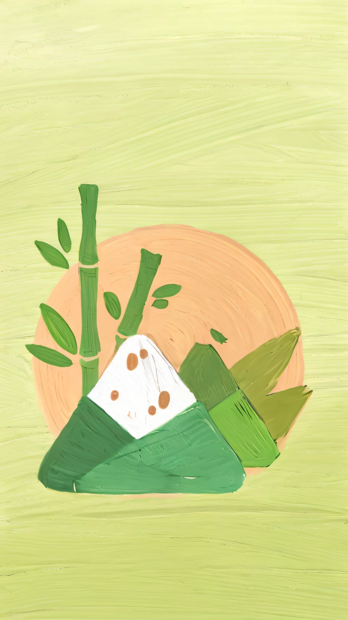 Drawing zongzi with bamboo plants and a piece of paper, inspired by Tani Bunyu, Japanese painting, inspired by Kanō Masanobu, inspired by Shomon Tensho, inspired by Saneatsu Mushanokōji, inspired by Katsukawa Shunchu