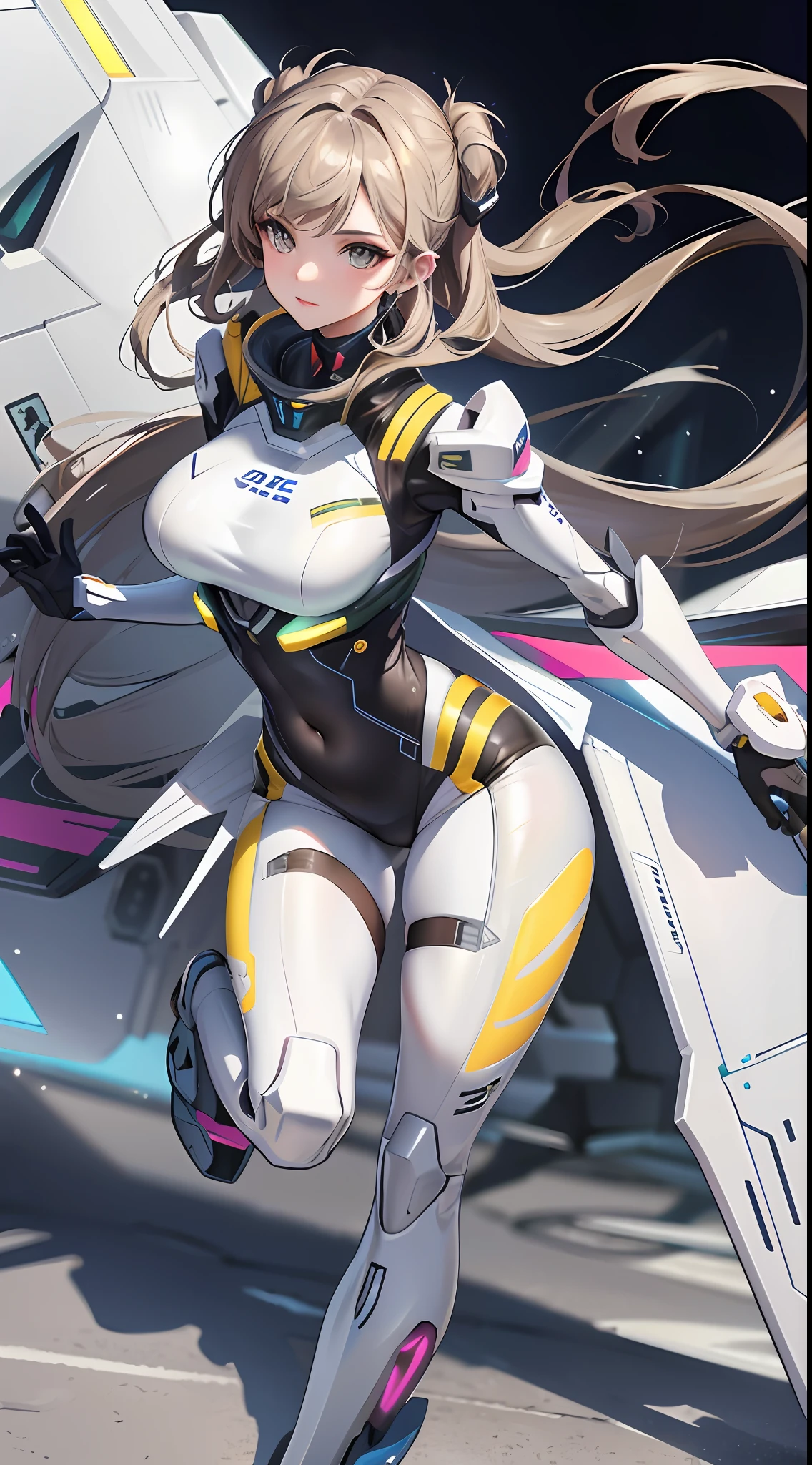 a woman in a futuristic suit with a sword,full-size photograph,Long legs, Slightly chubby,navel,Transparent skin,Perfect body shape,art feminine, Macro distance,mechanized valkyrie girl, ferra white mecha, girl in mecha cyber armor, female mecha, extremely detailed artgerm, echo from overwatch, Clear facial features,gorgeous female paladin,Advanced Rendering,depth of field