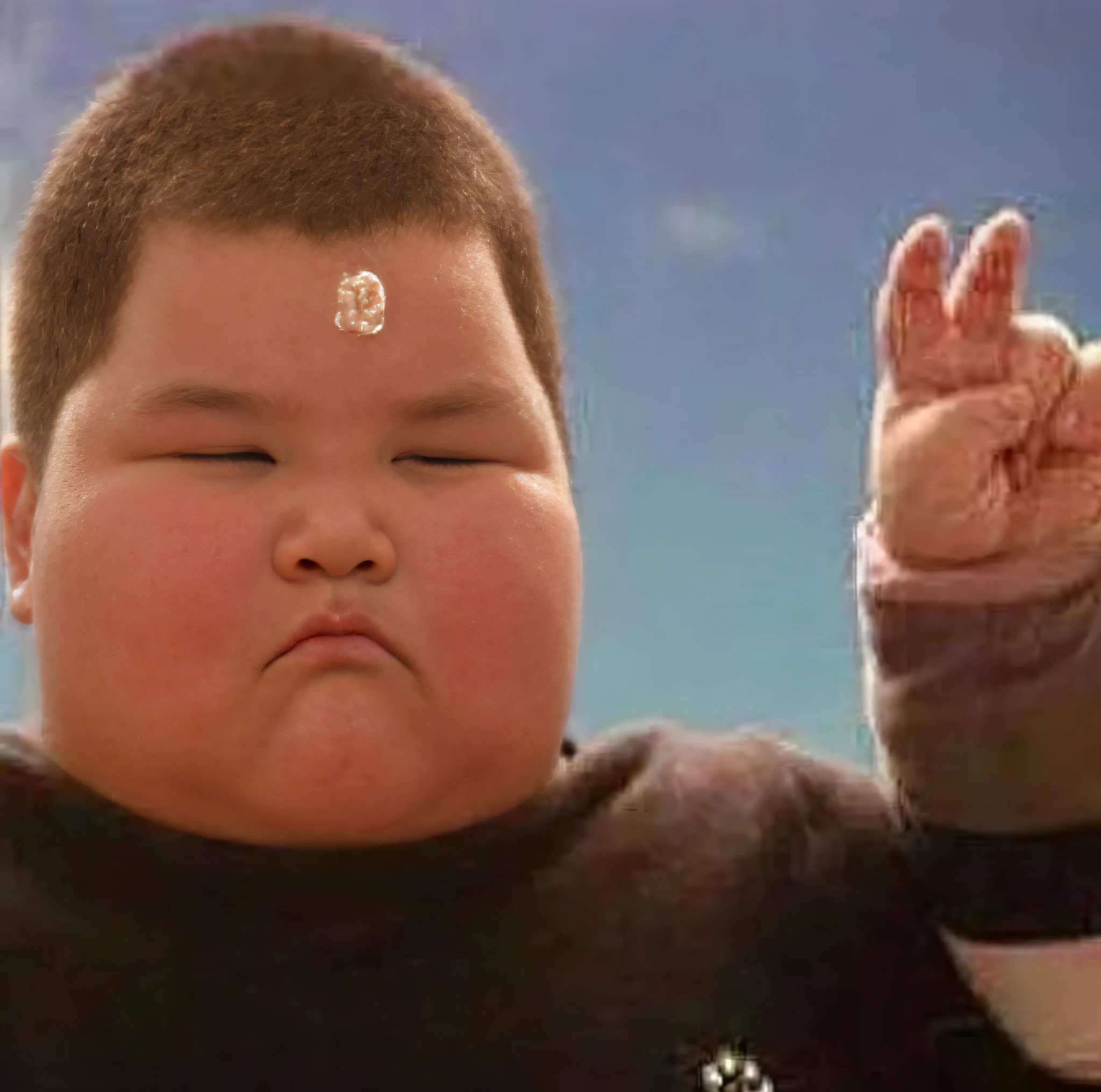 Excessive obesity, cute, little friend , serious, sad, victorious gestures, squinting, unhappy