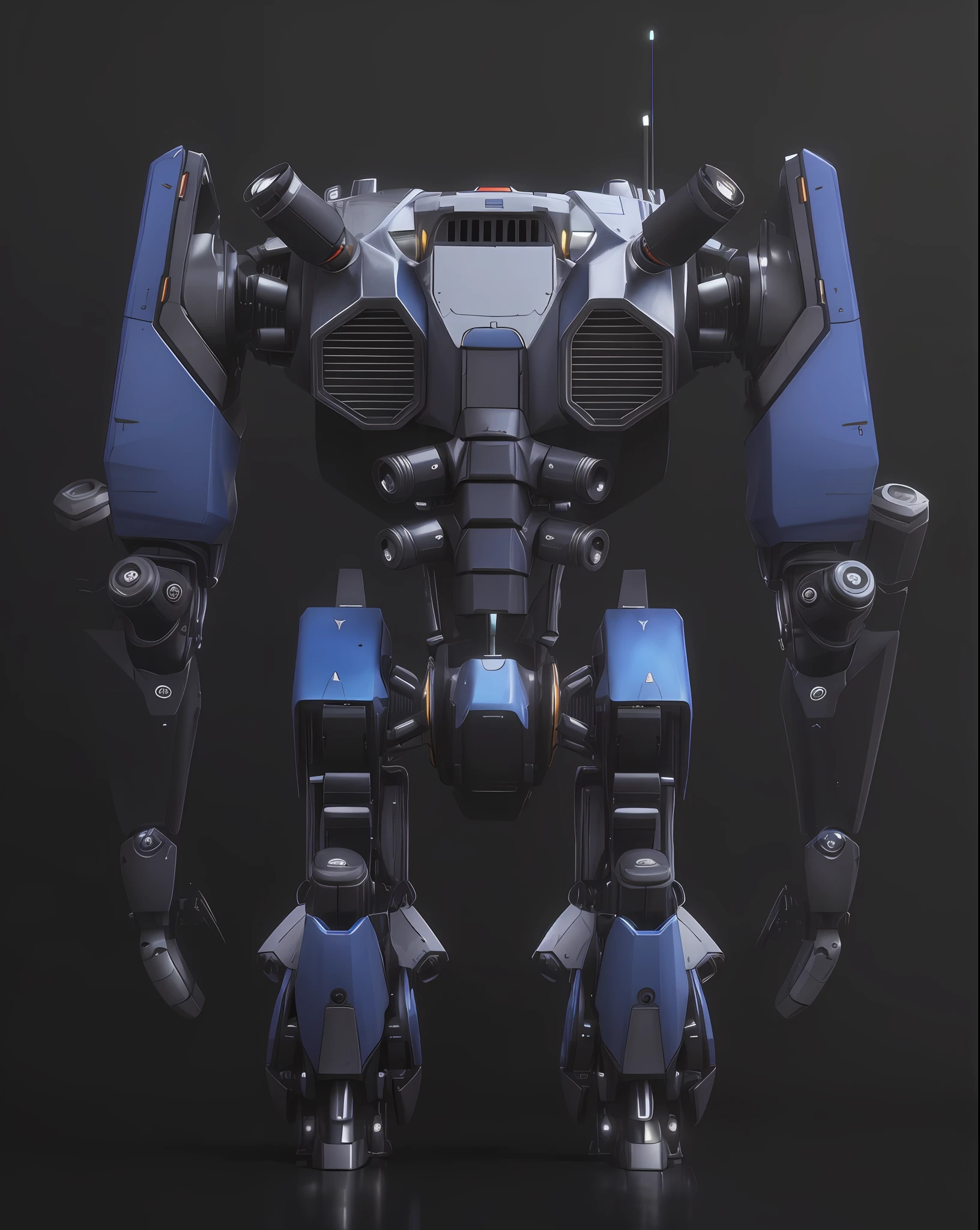 There is a robot standing up on two legs, mecha robot futuristic, full body mecha, mecha robot detail, mecha body, sci-fi mecha, mecha robot, blue realistic 3d rendering, futuristic robot body, mecha suit, movie full shot, octane 4K rendering, octane 4K rendering, futuristic robot, octane 8K rendering, octane 8K rendering, white background