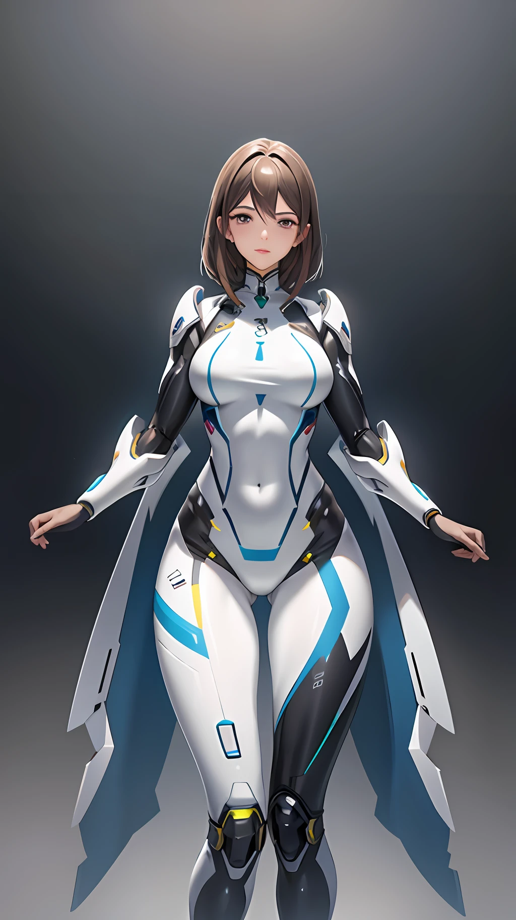 a woman in a futuristic suit with a sword,full-size photograph,Long legs, Slightly chubby,navel,Transparent skin,Perfect body shape,art feminine, Macro distance,mechanized valkyrie girl, ferra white mecha, girl in mecha cyber armor, female mecha, extremely detailed artgerm, echo from overwatch, Clear facial features,gorgeous female paladin,Advanced Rendering,depth of field