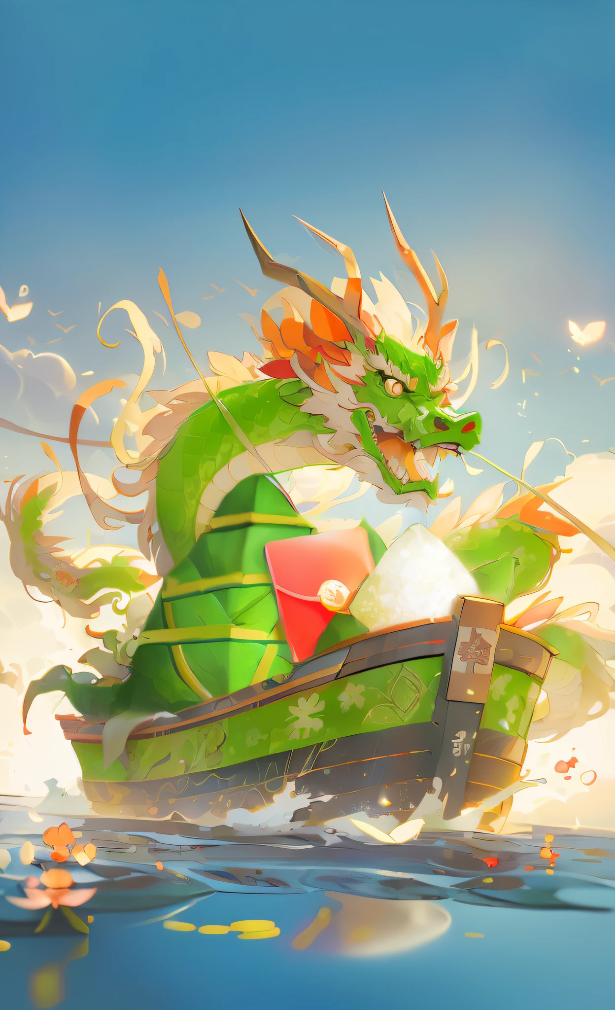 Green dragon, red envelope, zongzi, boat