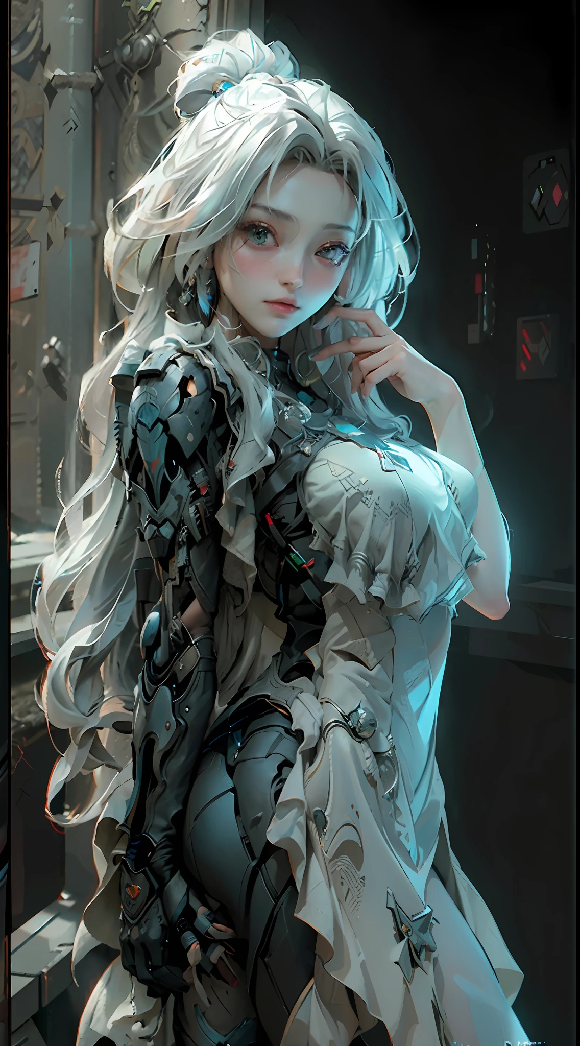 ((Best quality)), ((masterpiece)), (detailed:1.4), 3D, an image of a beautiful cyberpunk female,HDR (High Dynamic Range),Ray Tracing,NVIDIA RTX,Super-Resolution,Unreal 5,Subsurface scattering,PBR Texturing,Post-processing,Anisotropic Filtering,Depth-of-field,Maximum clarity and sharpness,Multi-layered textures,Albedo and Specular maps,Surface shading,Accurate simulation of light-material interaction,Perfect proportions,Octane Render,Two-tone lighting,Wide aperture,Low ISO,White balance,Rule of thirds,8K RAW,