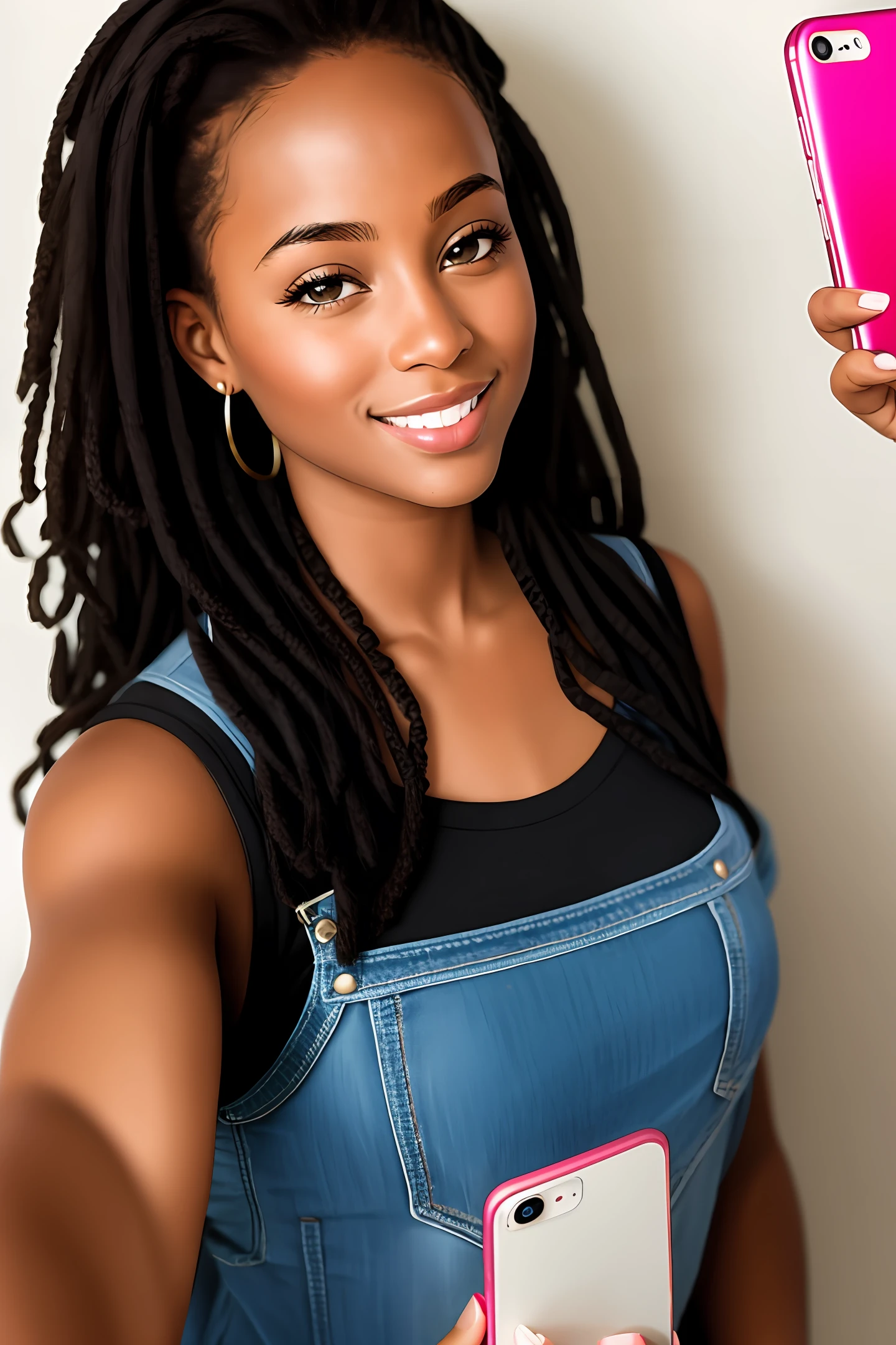Selfie of a black girl taken by cell phone