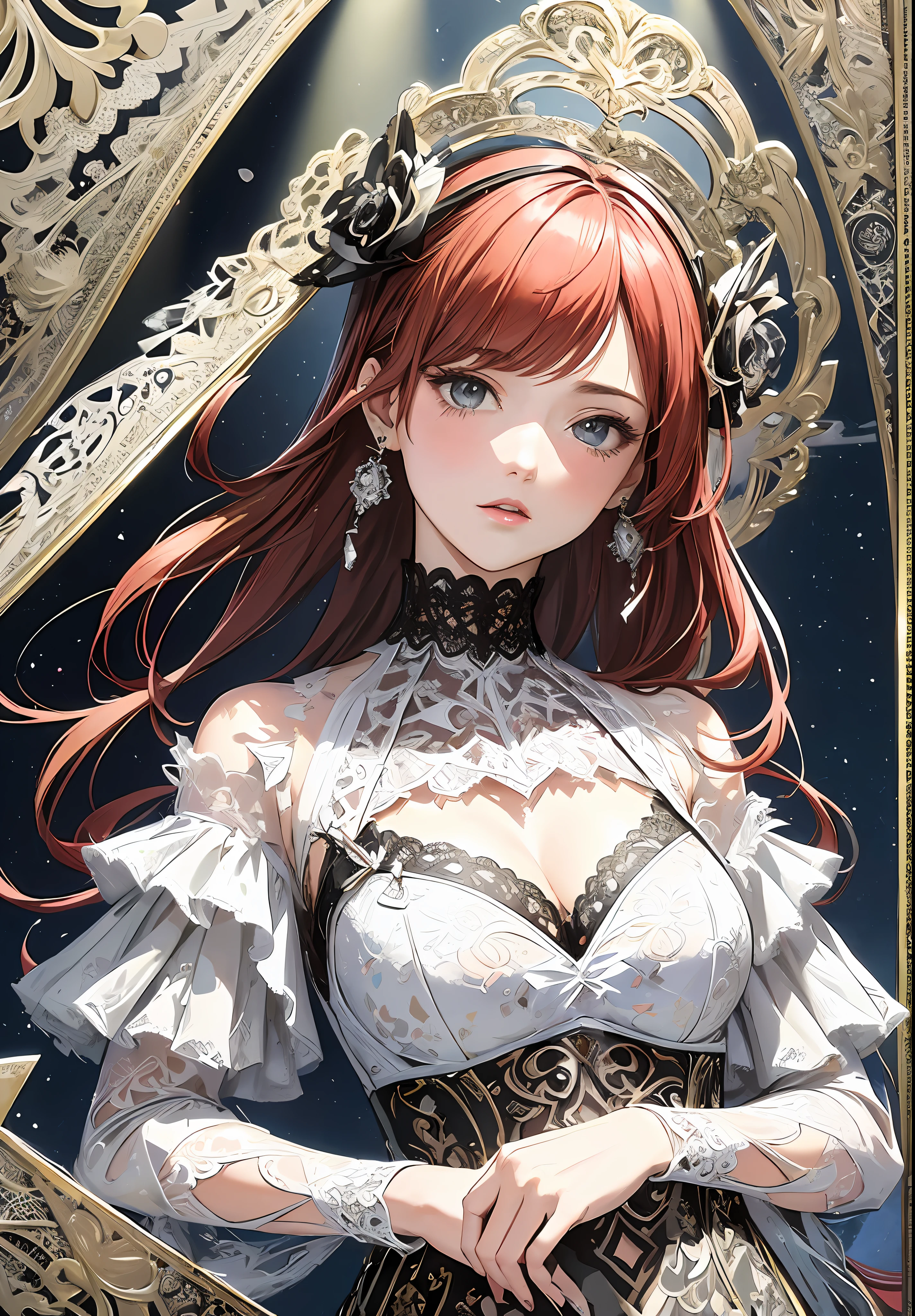 (Masterpiece, Best Quality, Best Quality, Official Art, Beautiful and Aesthetic: 1.2), (1 Woman: 1.3), (Two-tone Medium Hair), ((Top Quality, 8k, Masterpiece: 1.3)), (High Resolution:1.5) 1 girl wearing delicate beautiful dress in the Antwerp city( artistic hairstyle:1)upper body break Intricate and finely patterned, surreal,, creative art(delated and layered motif paper cut art:1.5) break depth and three-dimensionality art,(rough texture delicate colorful paper cut art with elegant design like Belgian lace:1.3)